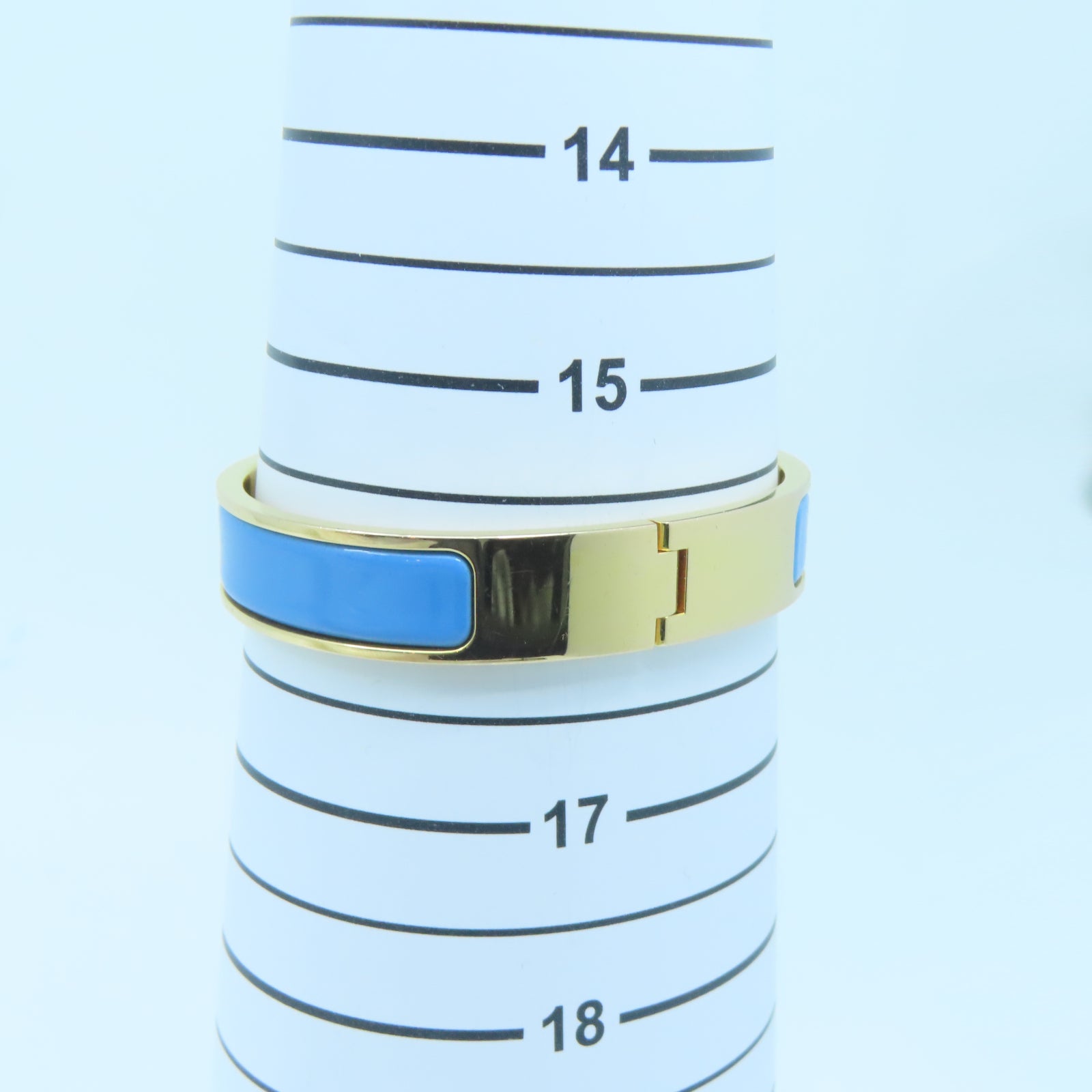 HERMES 金屬/琺瑯H Bangle金扣手鐲藍色/金色