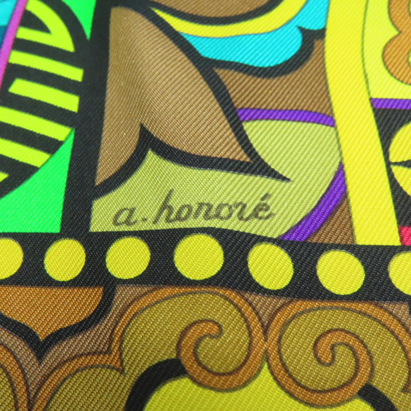 HERMES 丝质Scarf 90x90丝巾黑色黄色彩色
