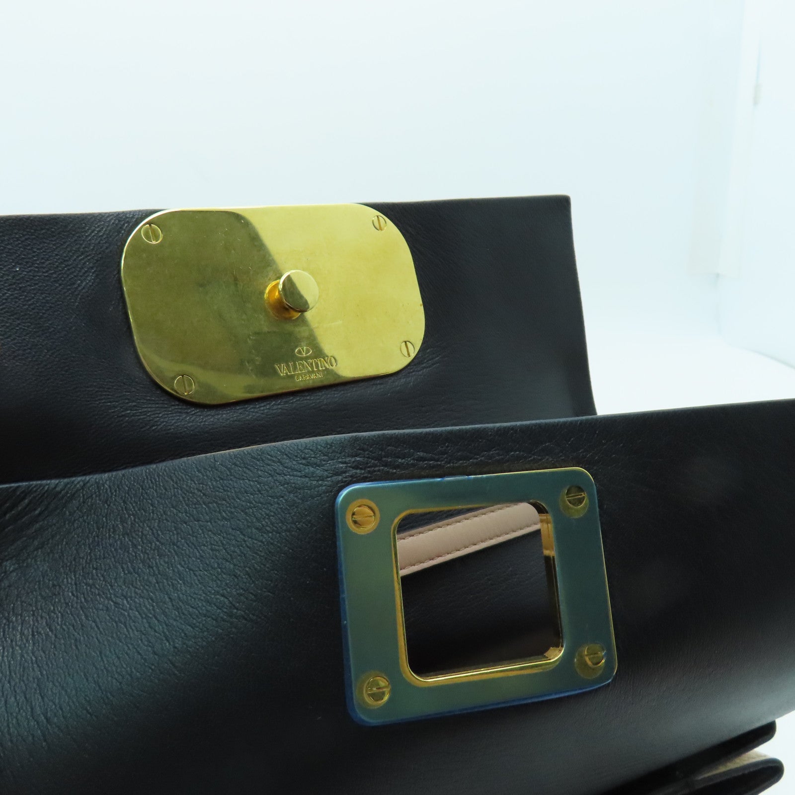 Valentino 【激減優惠】牛皮皮革Shoulder Bag金扣肩背袋淺褐色/紅色/黑色