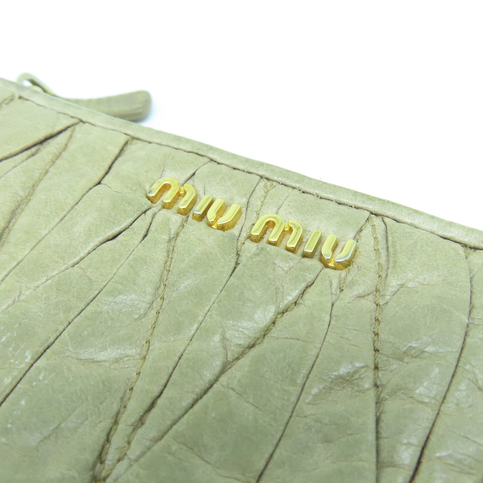 Miu Miu Leather Pouch Gold Buckle Bag Beige
