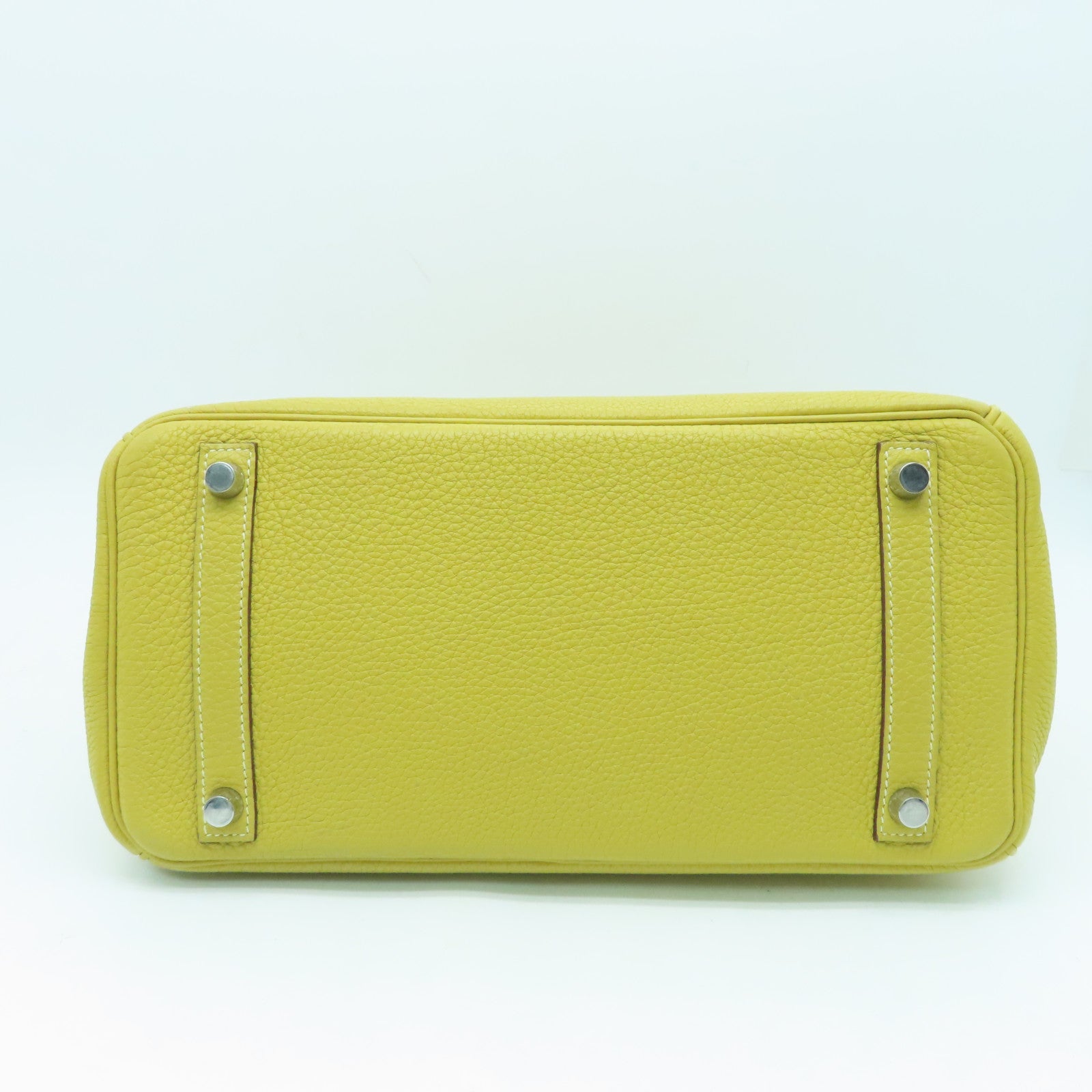 HERMES Togo Leather Birkin 30 Silver Buckle Handle Bag Yellow