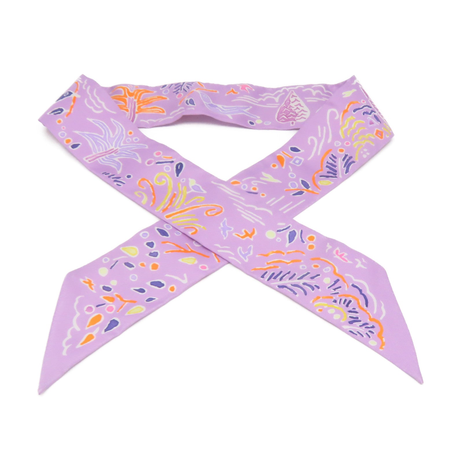HERMES 丝质Twilly Scarf丝巾紫色/彩色