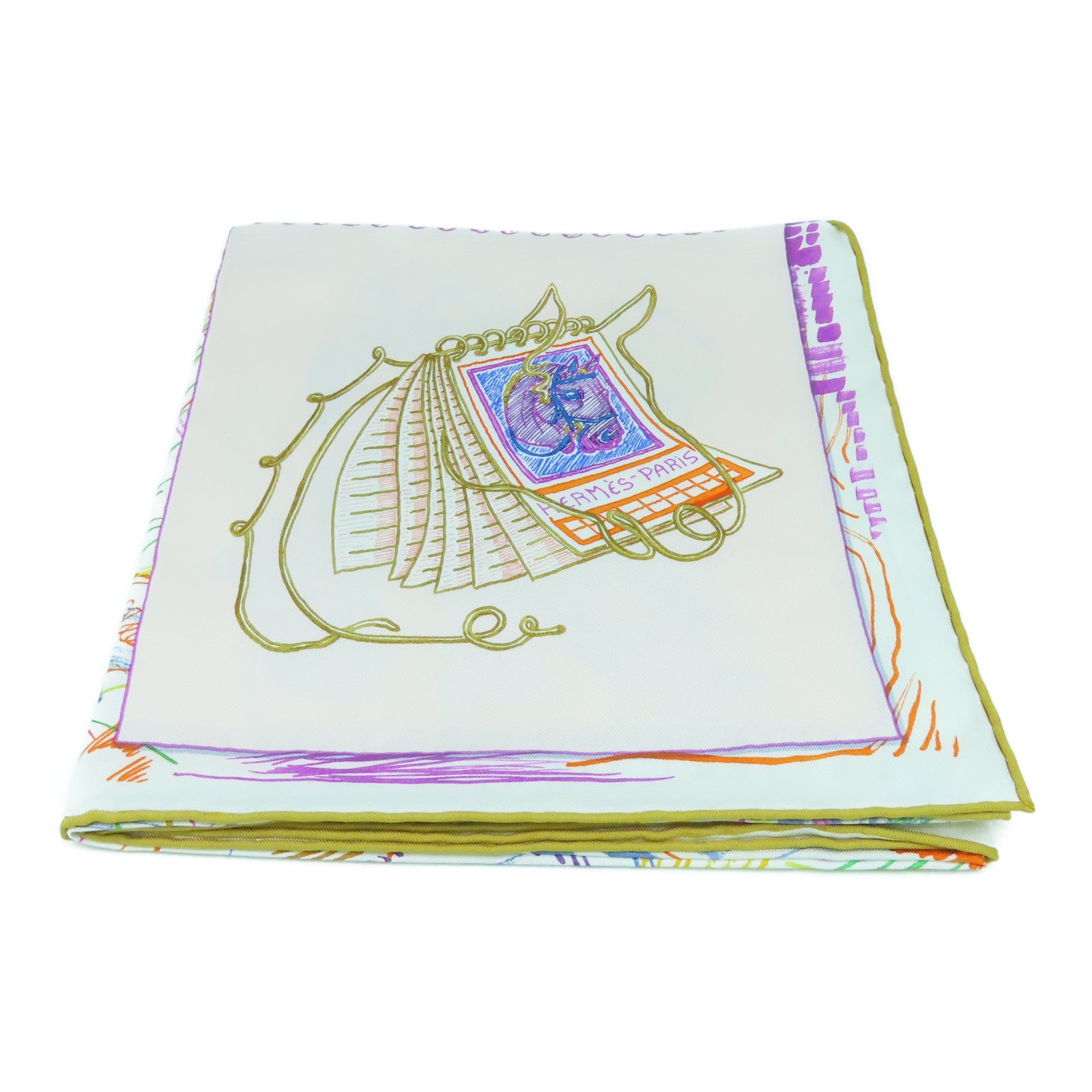 HERMES 絲質Scarf 90x90絲巾米色