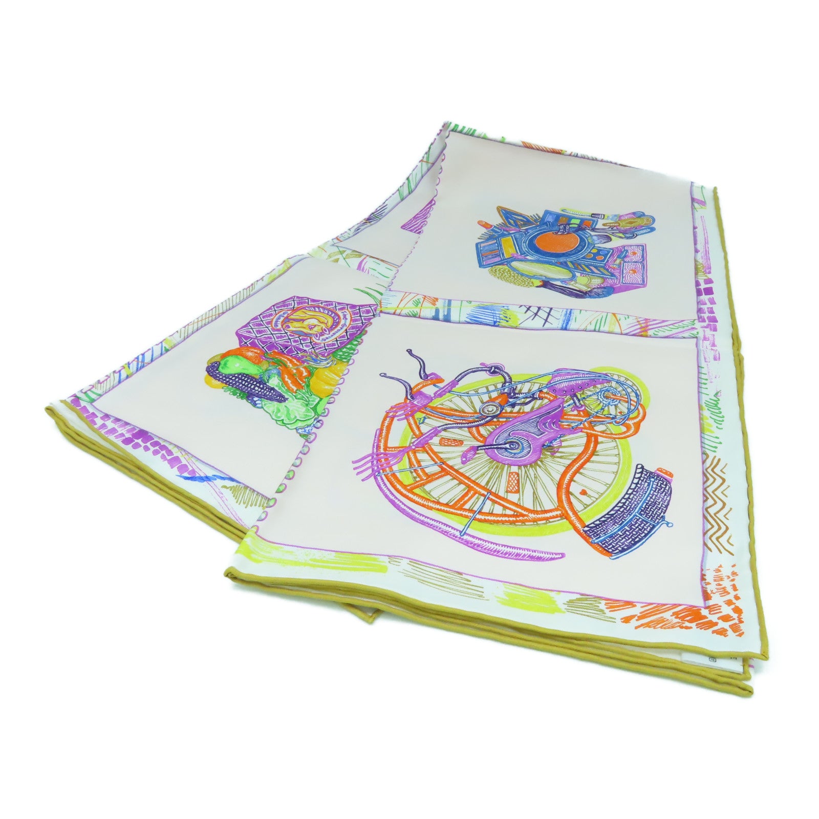 HERMES 絲質Scarf 90x90絲巾米色