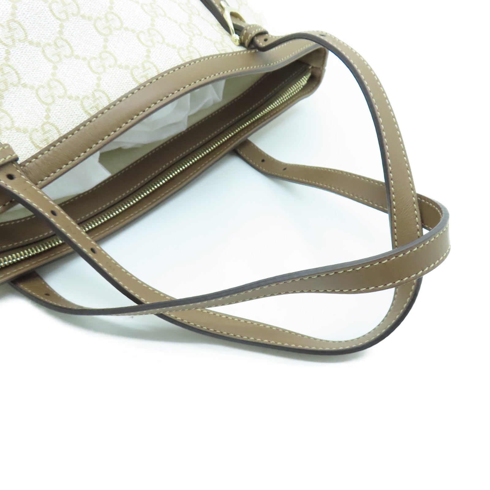 GUCCI 塗層帆布Shoulder Bag金扣肩背袋白色