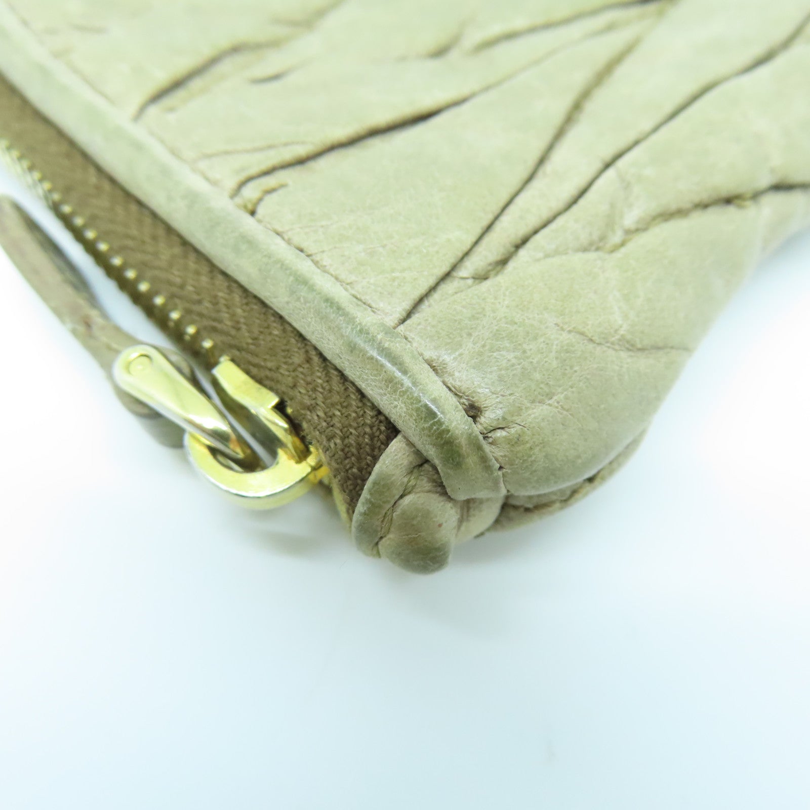 Miu Miu Leather Pouch Gold Buckle Bag Beige