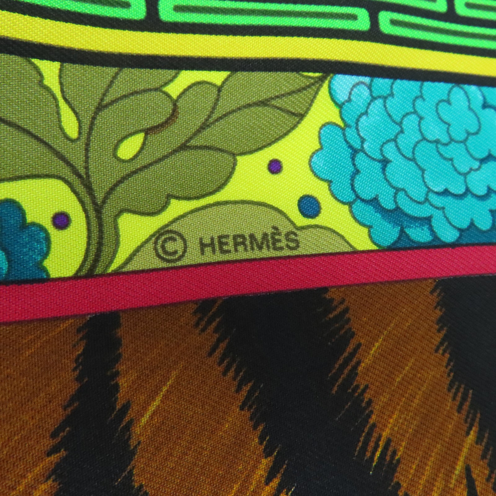 HERMES 丝质Scarf 90x90丝巾黑色黄色彩色