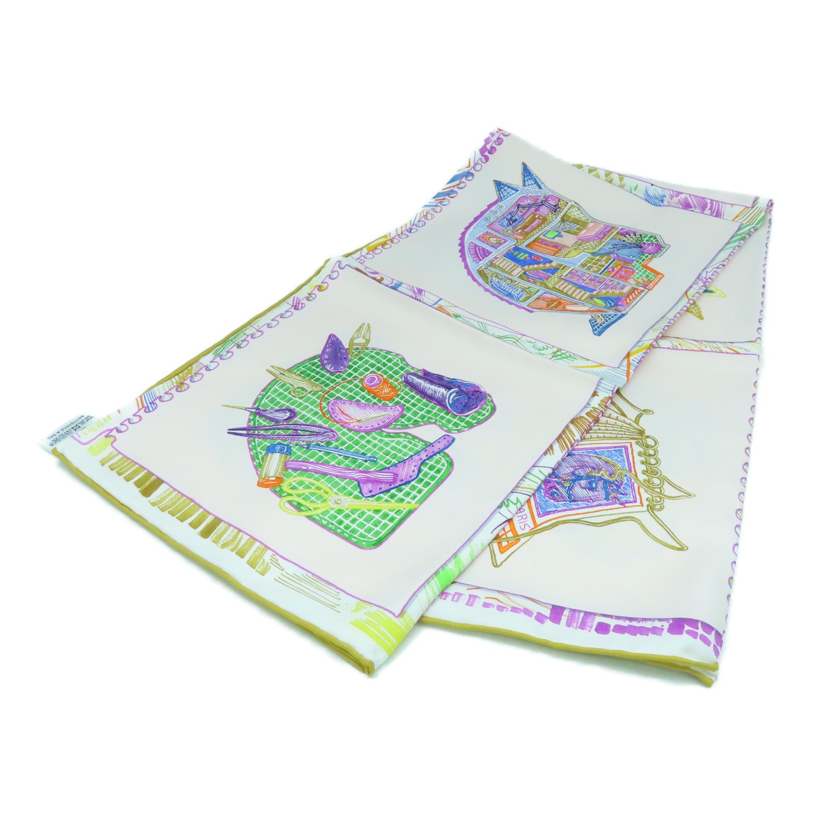 HERMES 絲質Scarf 90x90絲巾米色