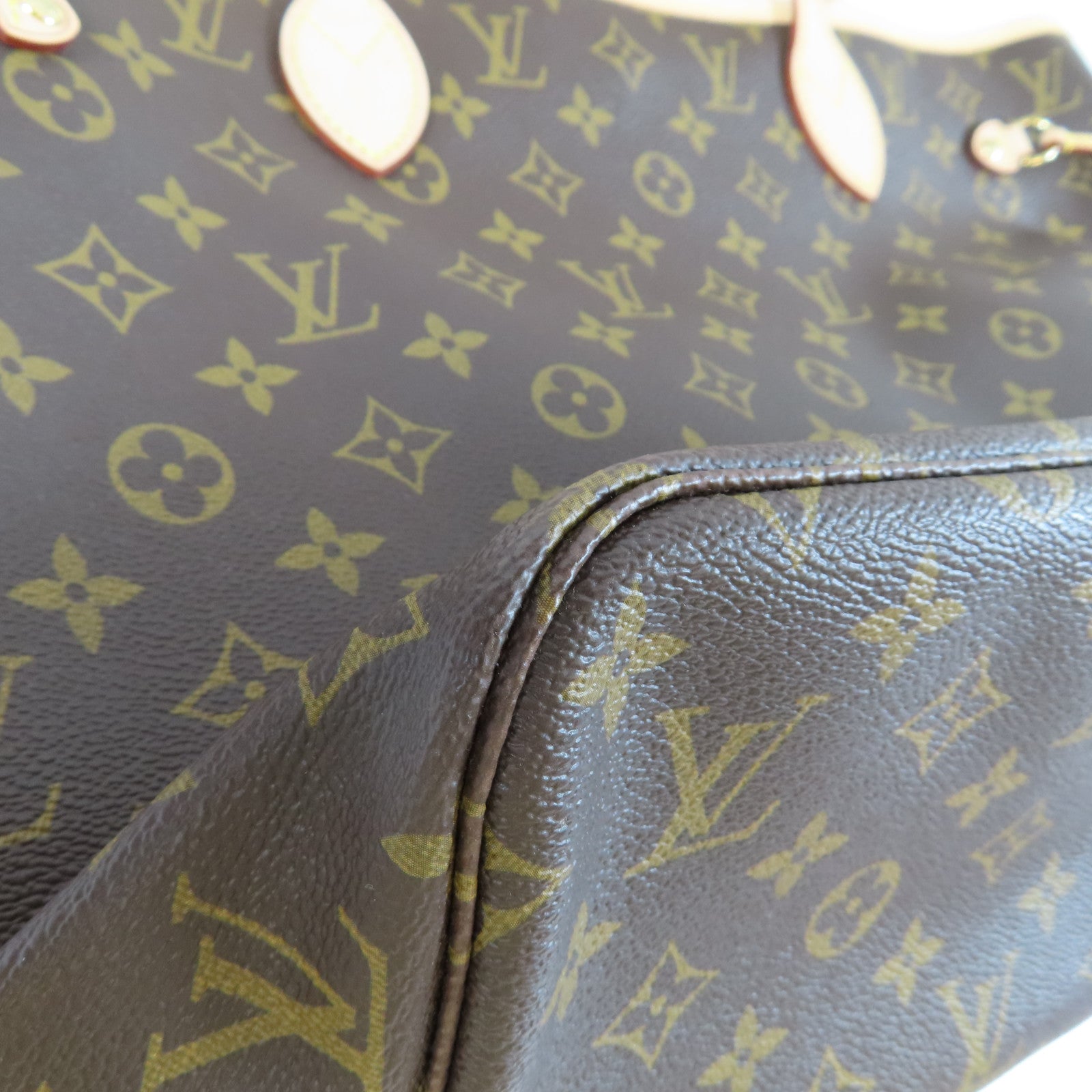 LOUIS VUITTON Monogram Neverfull MM金扣肩背袋啡色
