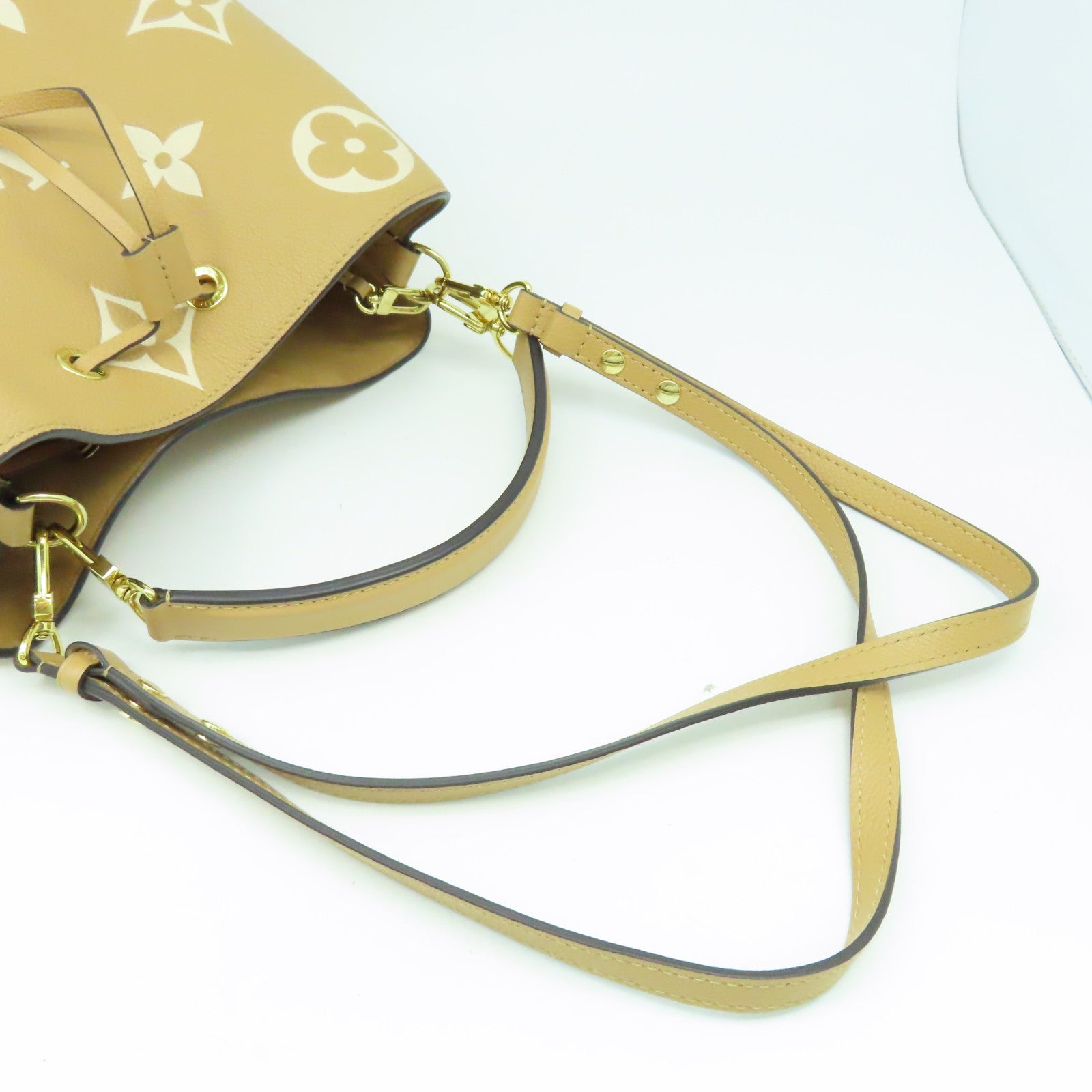 LOUIS VUITTON Monogram Empreinte NeoNoe MM金招肩背袋粉紅色