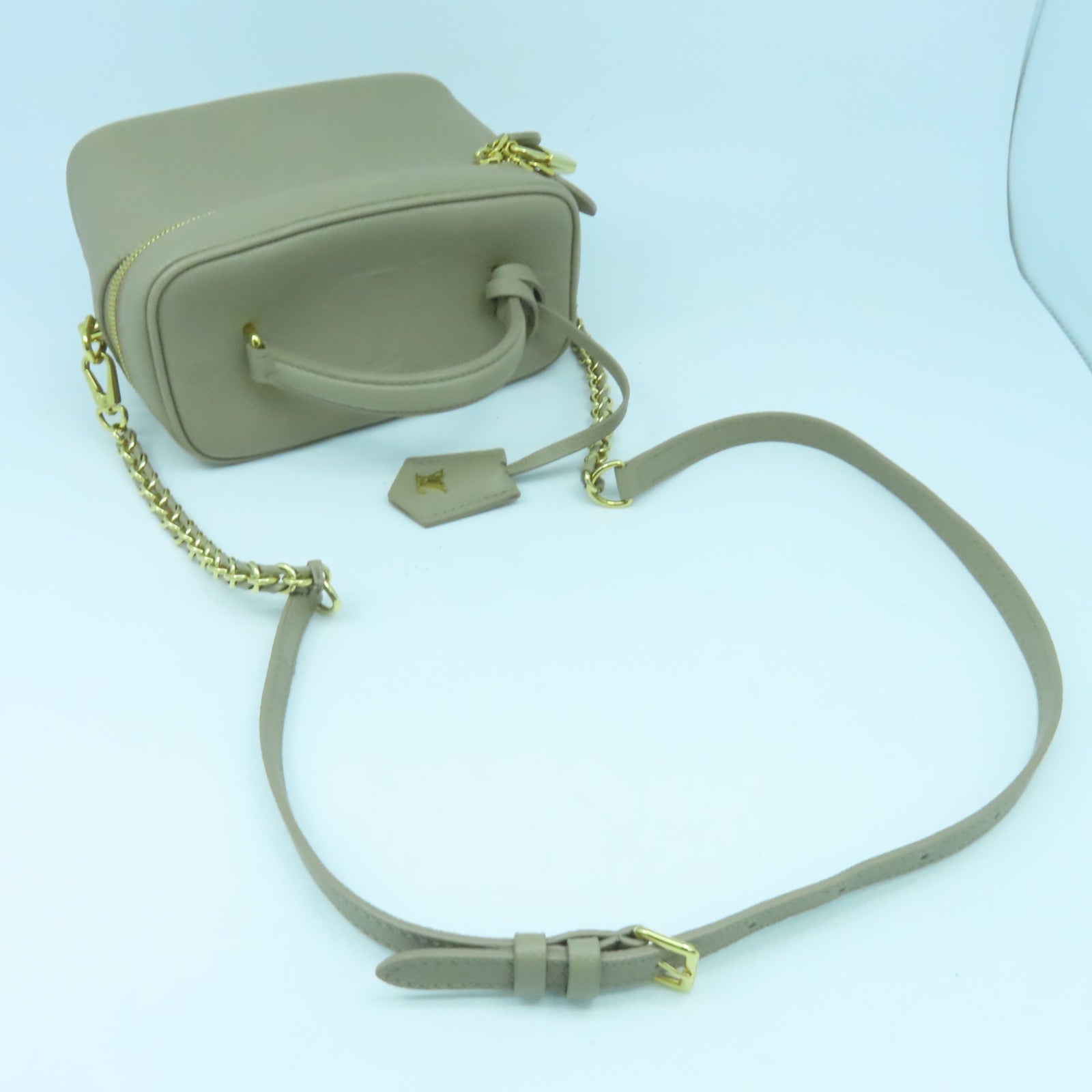 LOUIS VUITTON Monogram Empreinte Vanity PM金扣手挽肩背兩用袋啡色