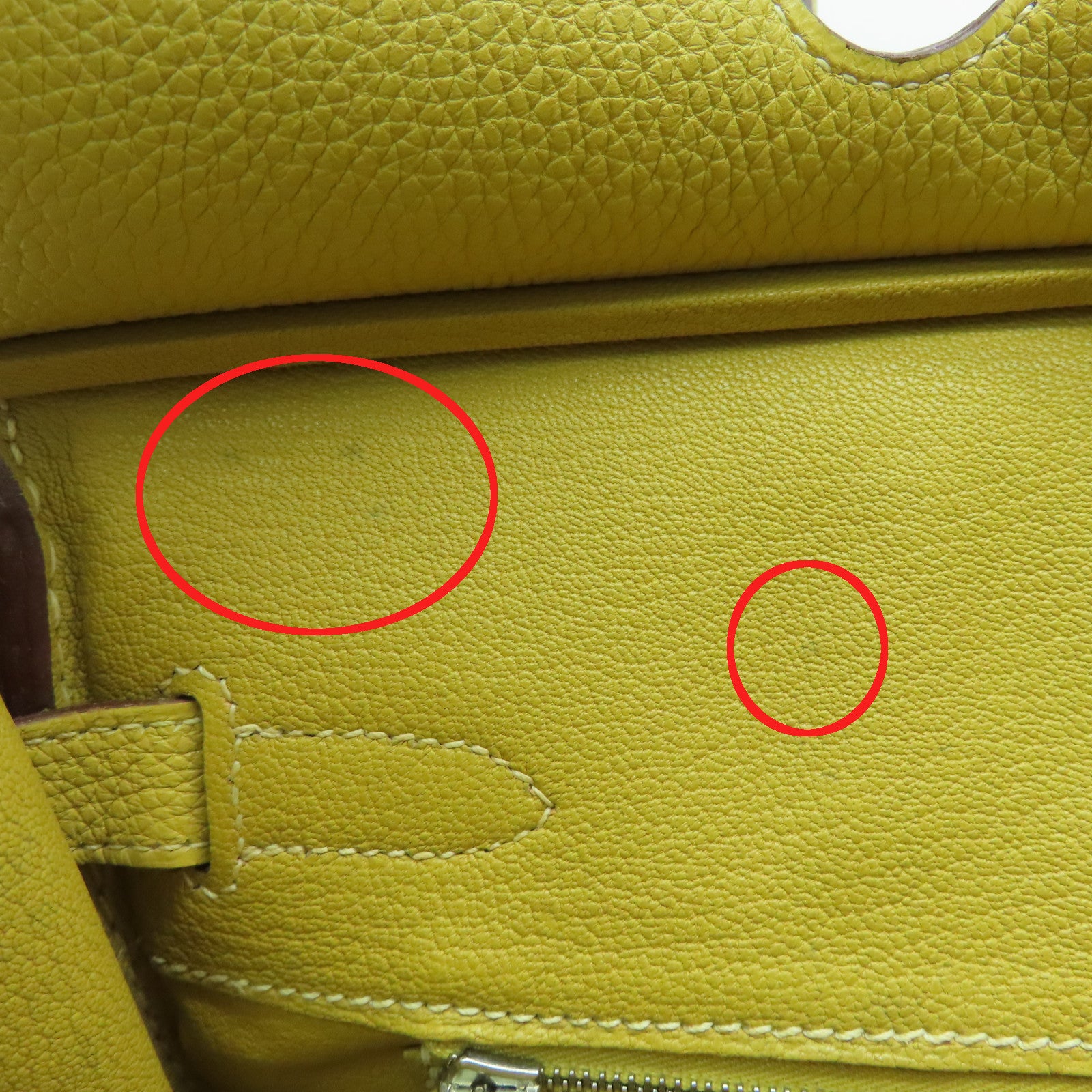 HERMES Togo Leather Birkin 30 Silver Buckle Handle Bag Yellow