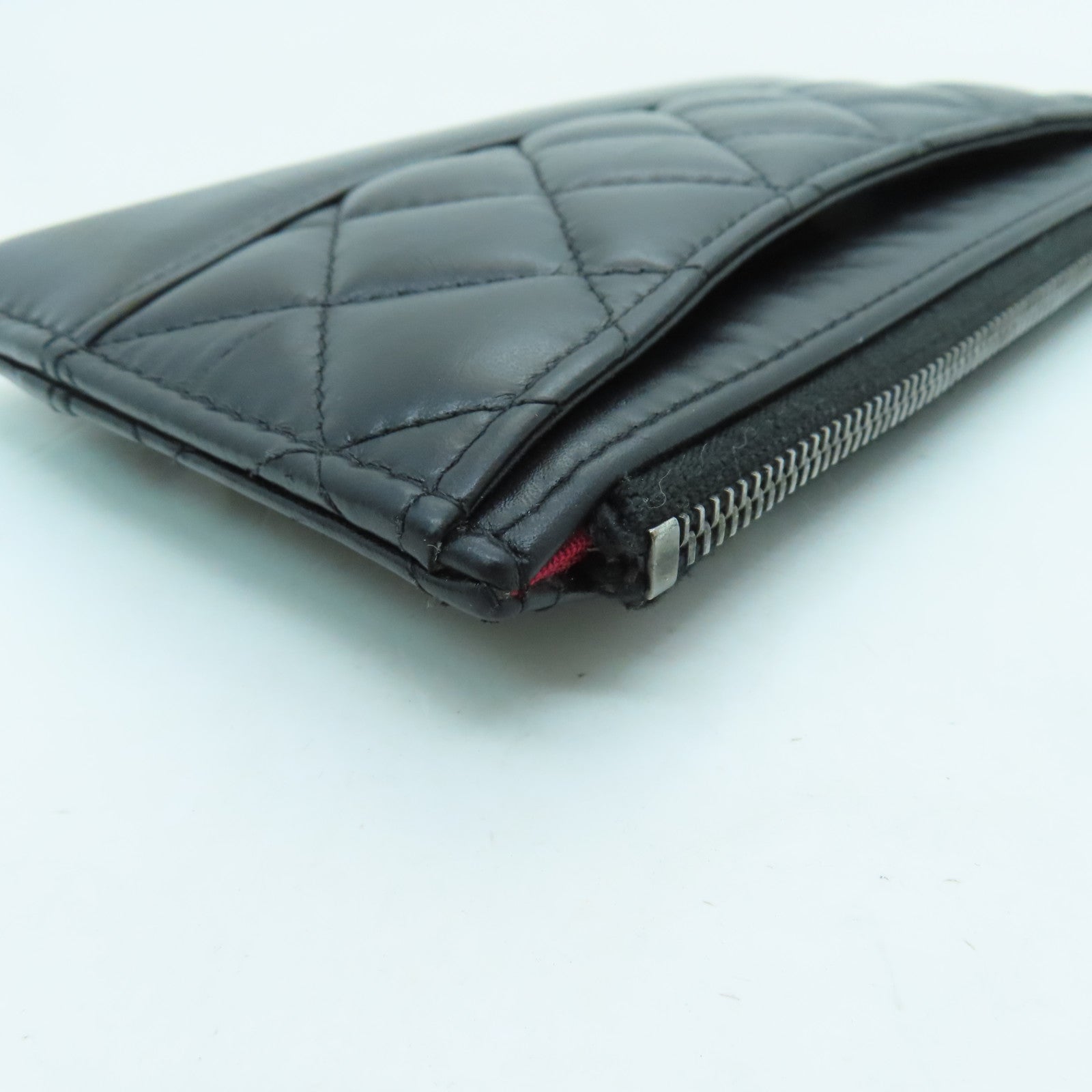 CHANEL 菱格牛皮皮革Wallet金銀扣錢包黑色