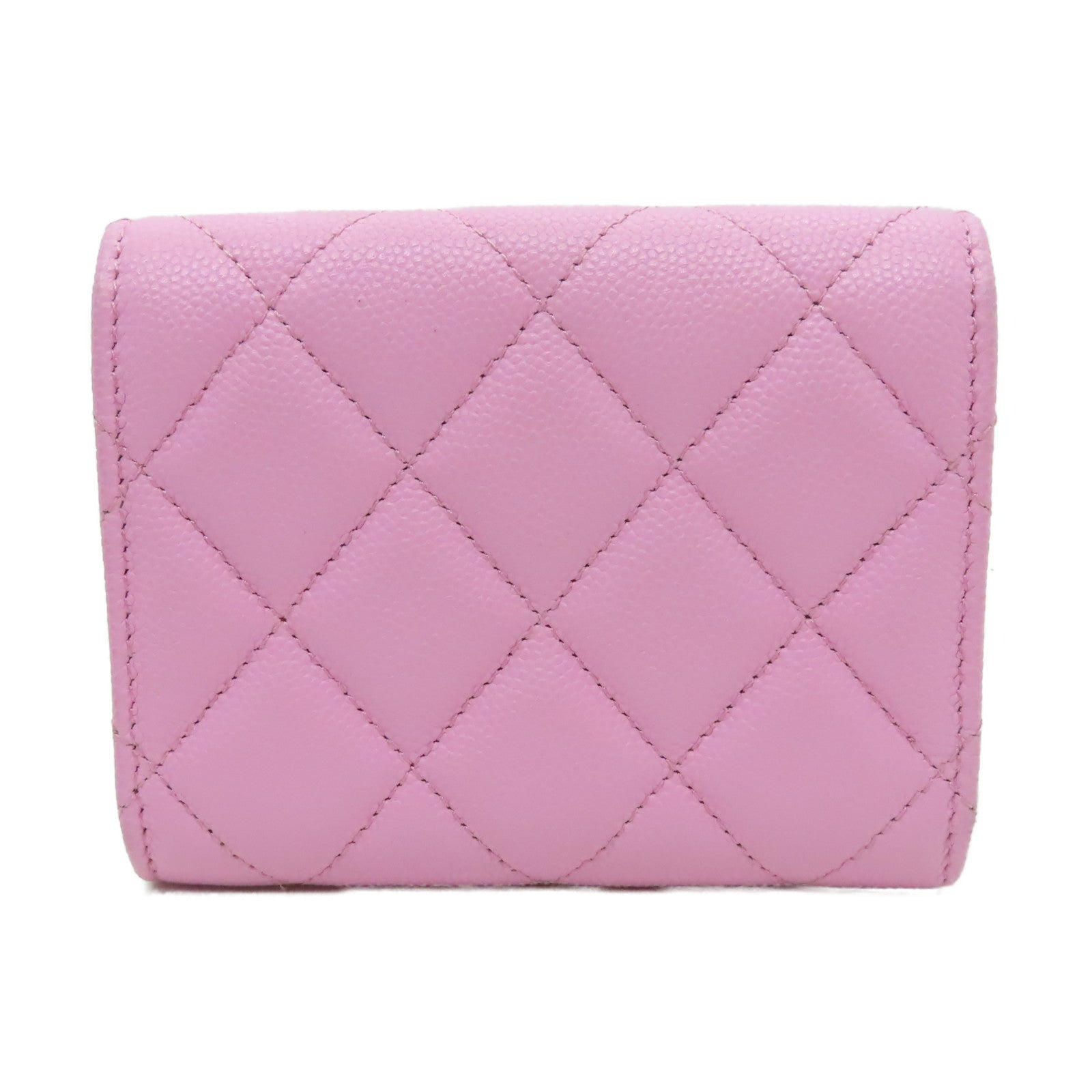 CHANEL 菱格牛皮皮革Card Holder金扣卡片套粉紅色