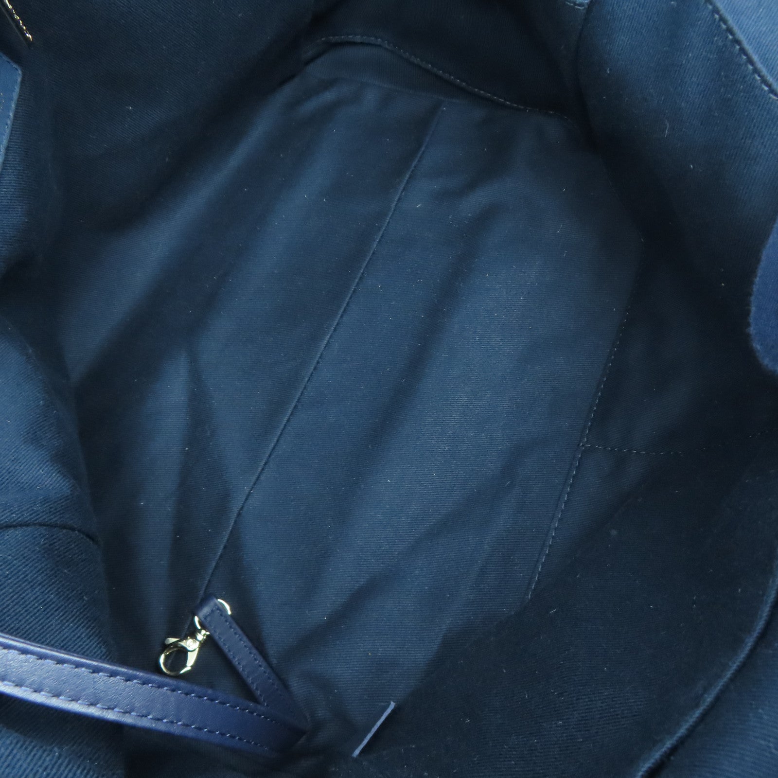 CHANEL 帆布/牛皮皮革Deauville Tote銀扣手挽肩背兩用袋深藍色