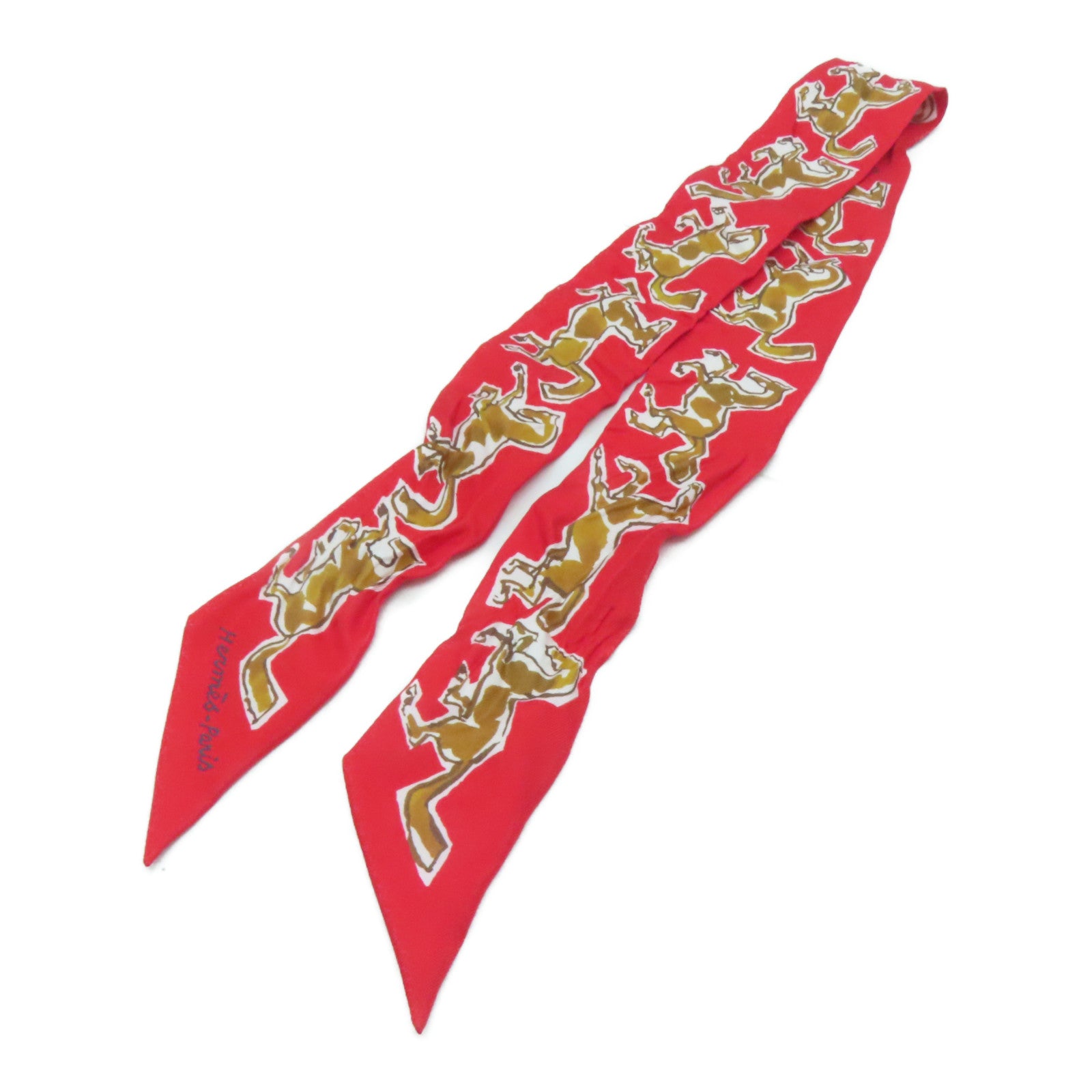 HERMES 【激減優惠】絲質Twilly絲巾紅色