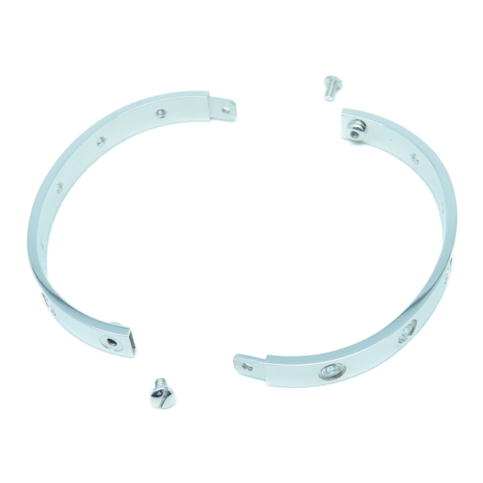 CARTIER 18K White Gold Love Bangle 10pcs Diamond Diamond Bangle Silver