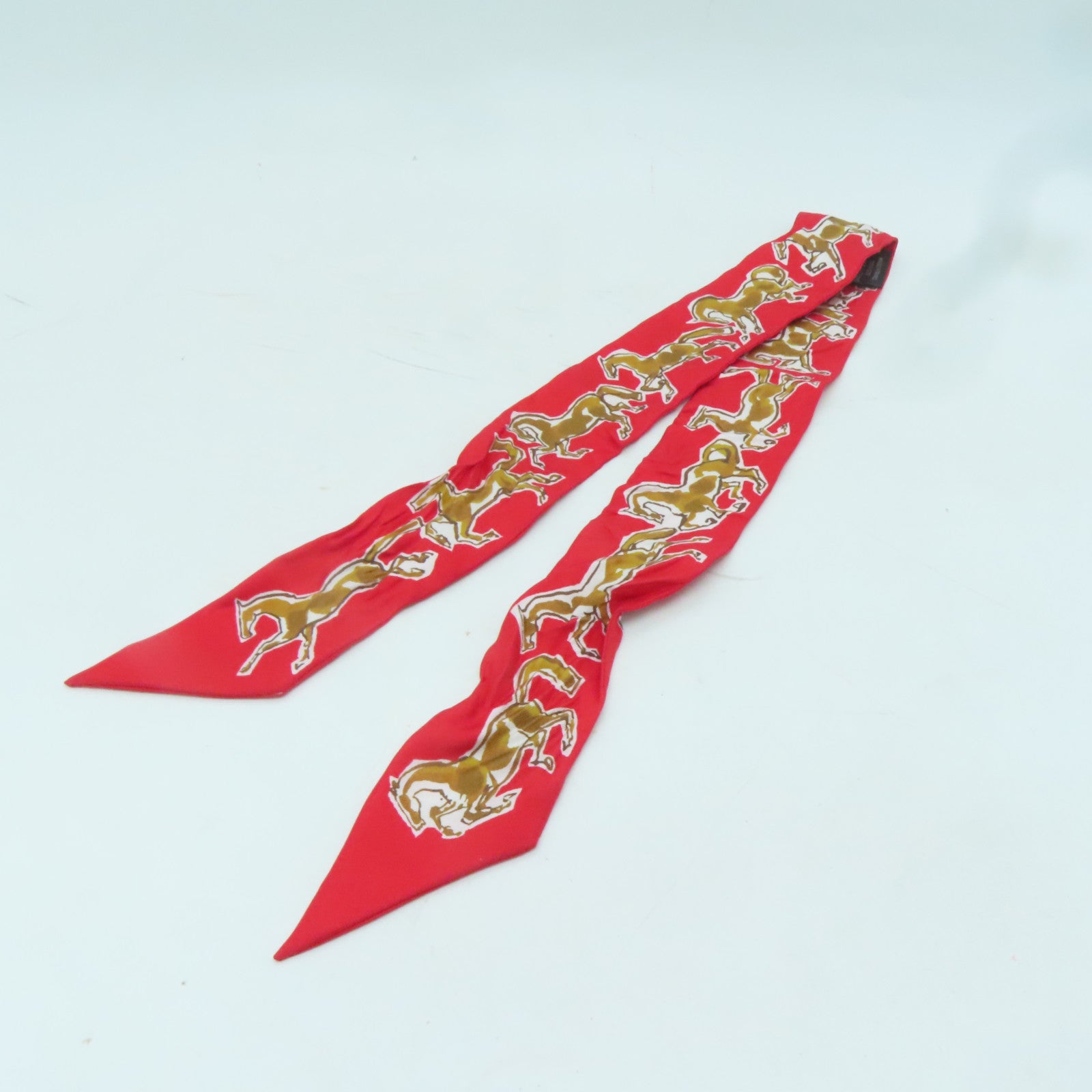HERMES 【激減優惠】絲質Twilly絲巾紅色