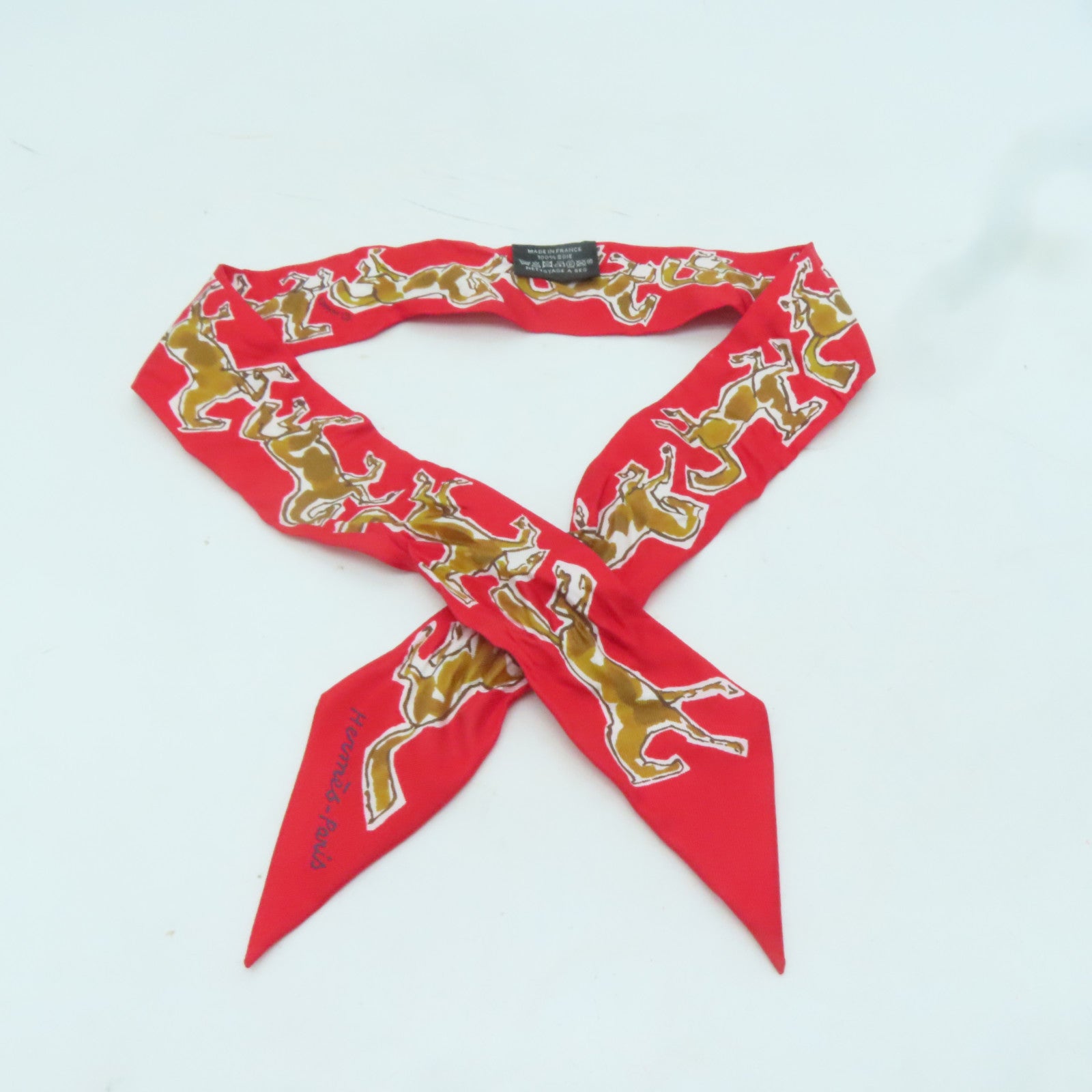 HERMES 【激減優惠】絲質Twilly絲巾紅色