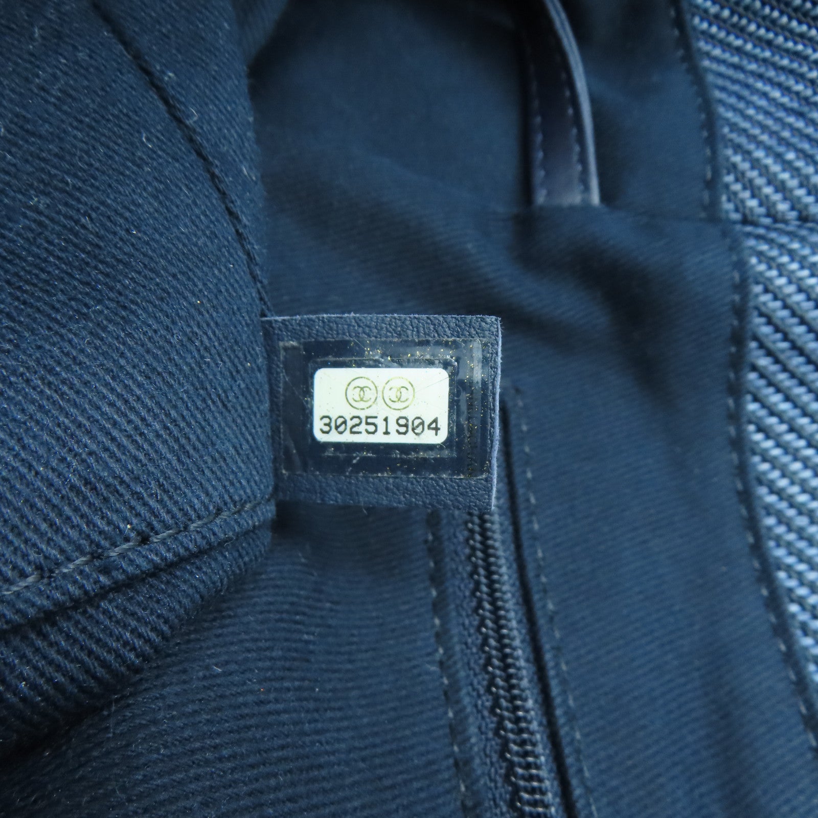 CHANEL 帆布/牛皮皮革Deauville Tote銀扣手挽肩背兩用袋深藍色