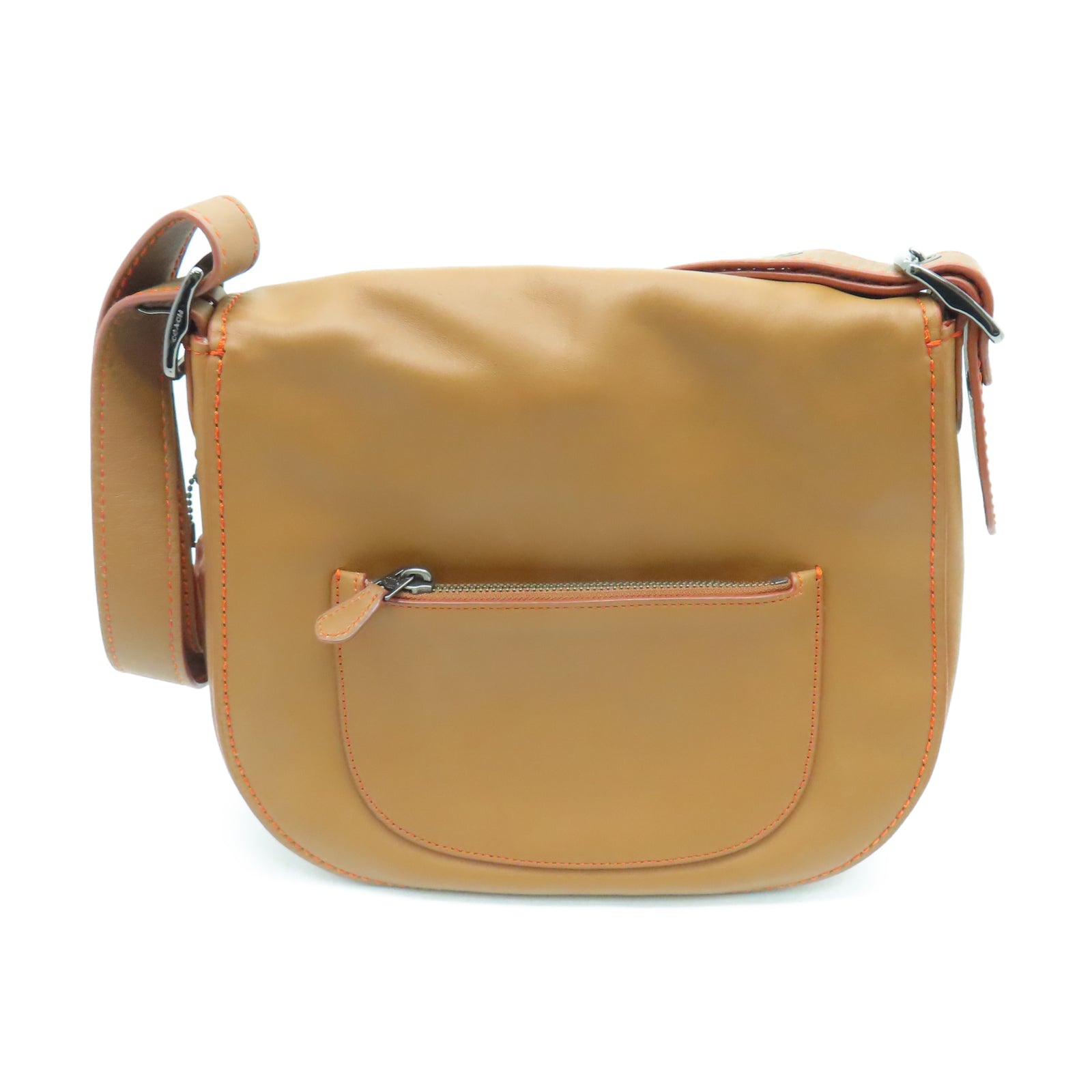 COACH 牛皮皮革Shoulder Bag銀扣肩背袋棕色