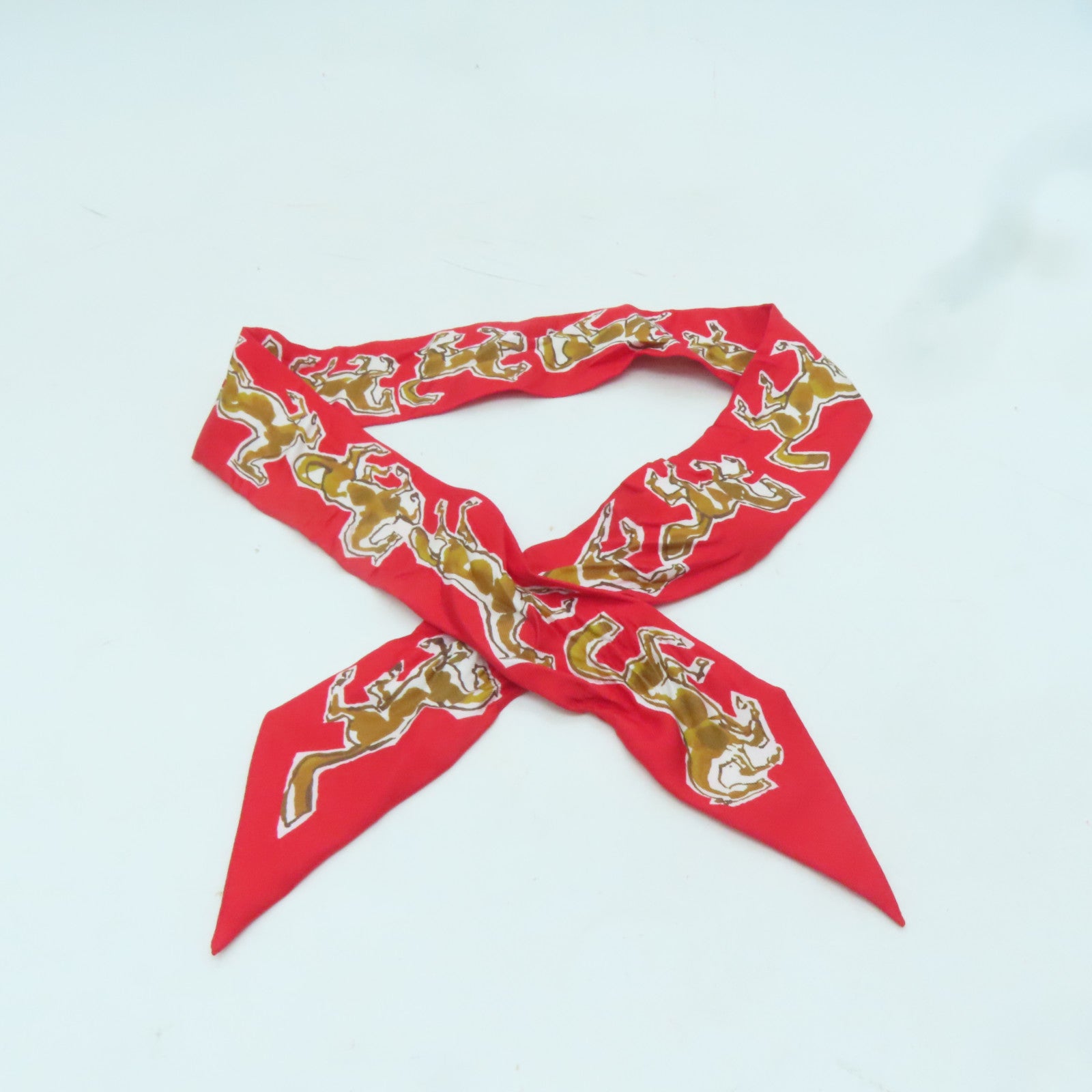 HERMES 【激減優惠】絲質Twilly絲巾紅色