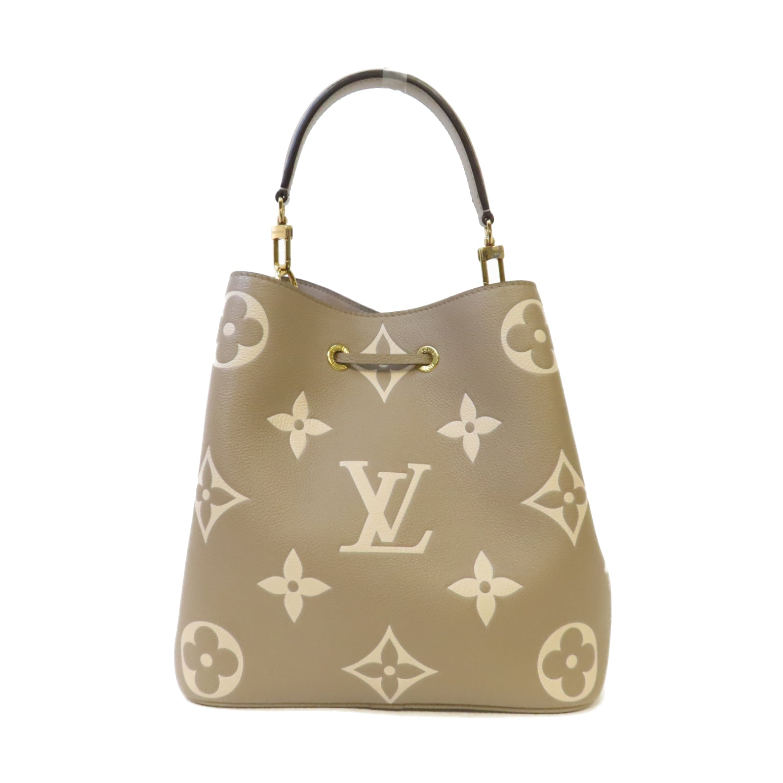LOUIS VUITTON Monogram Empreinte NeoNoe MM金扣手挽肩背兩用袋斑鳩灰色/奶油色