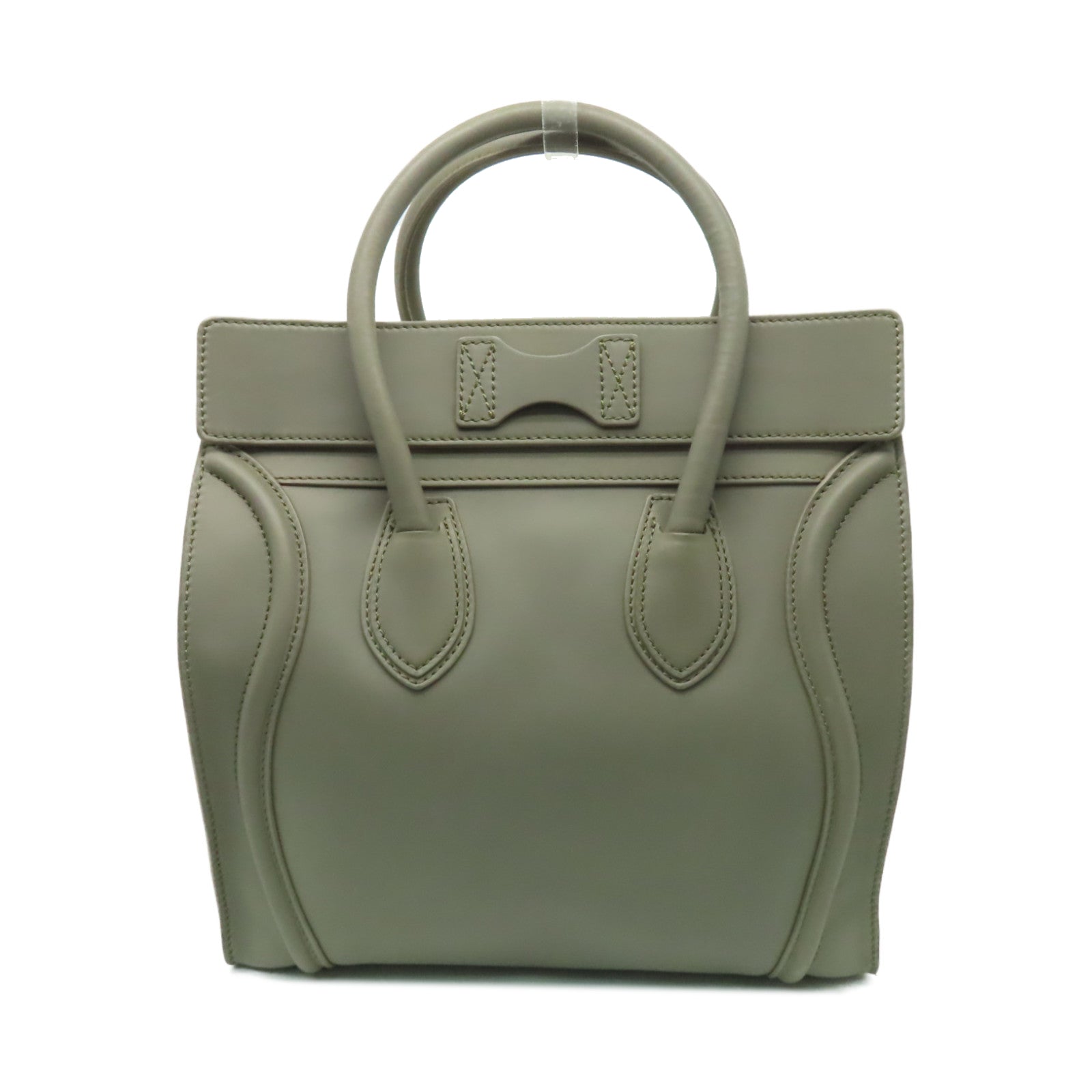 CELINE 牛皮皮革Mini Luggage金扣手挽袋灰色