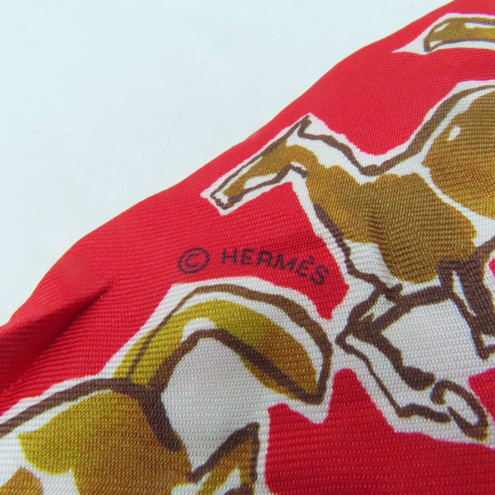 HERMES 【激減優惠】絲質Twilly絲巾紅色