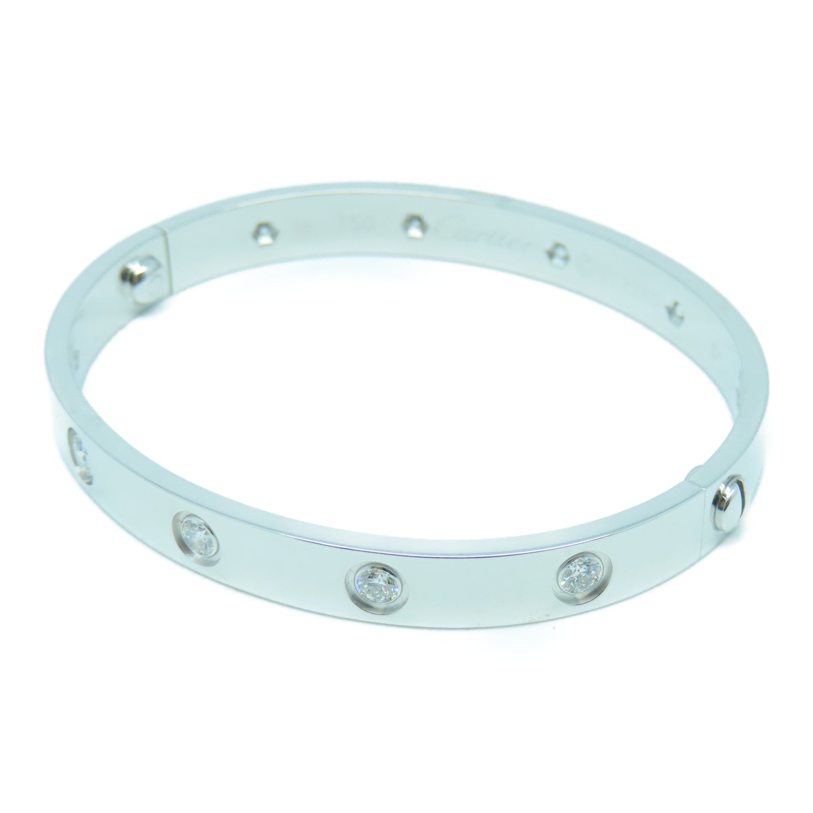 CARTIER 18K White Gold Love Bangle 10pcs Diamond Diamond Bangle Silver