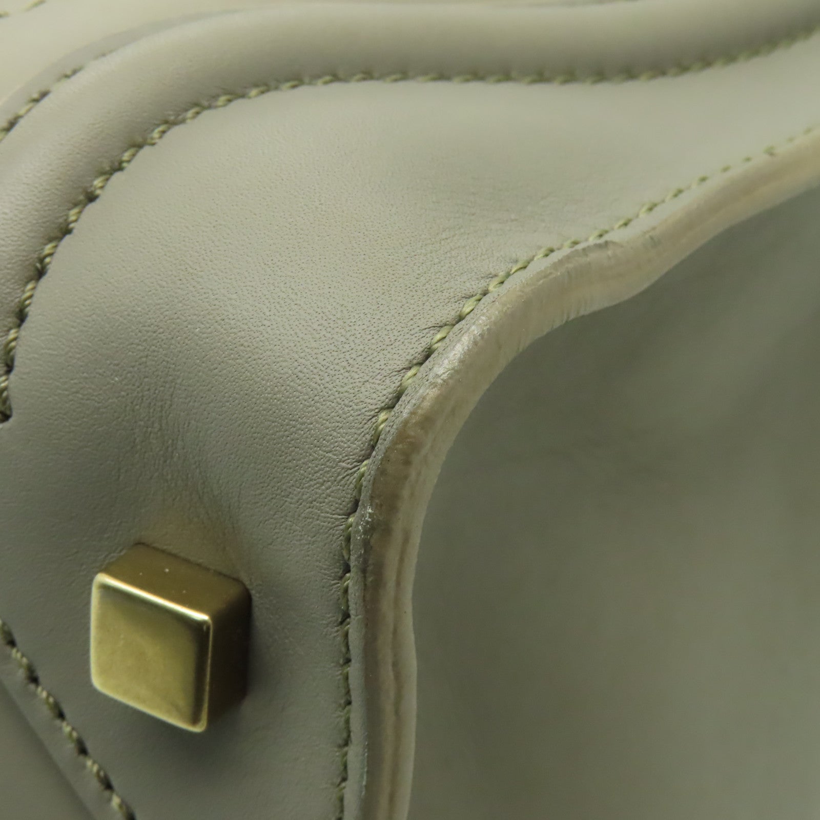 CELINE 牛皮皮革Mini Luggage金扣手挽袋灰色