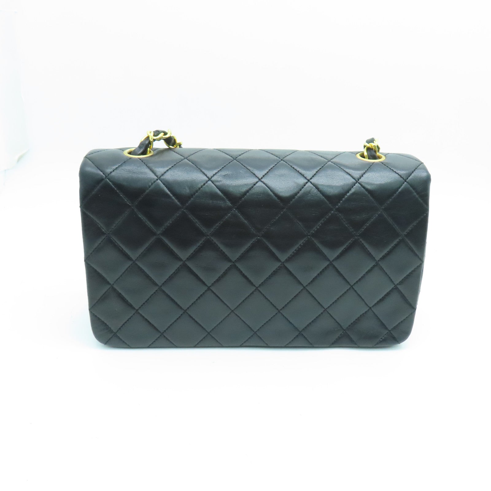 CHANEL 菱格羊皮皮革Chain Shoulder金扣肩背袋黑色