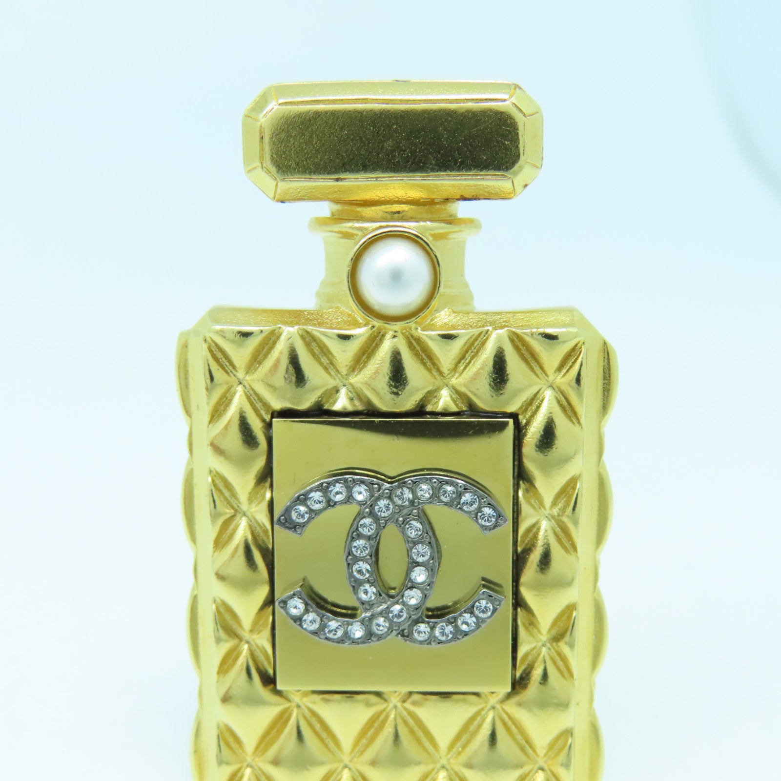 CHANEL 金屬/水晶Brooch金扣胸針金色