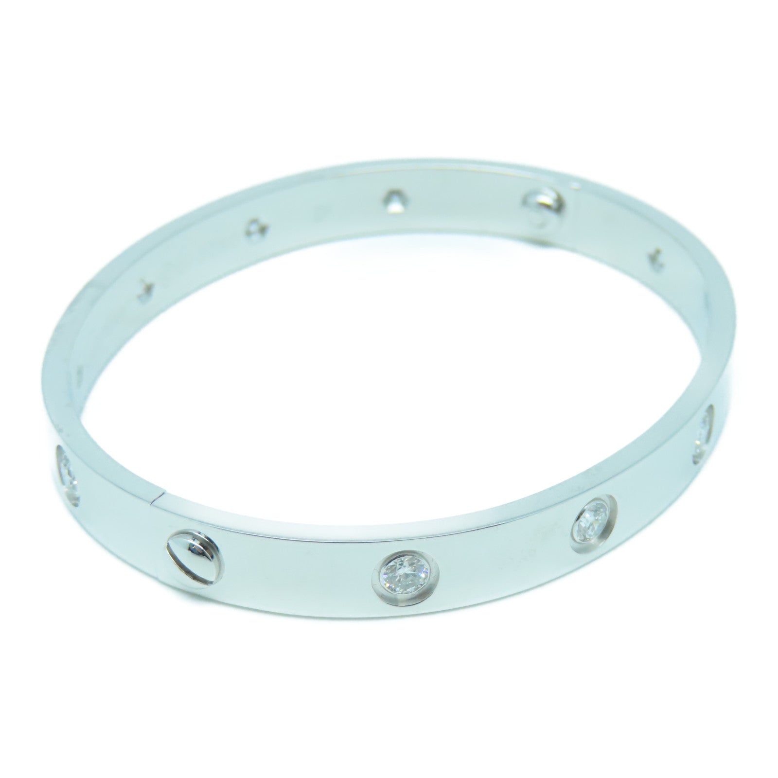 CARTIER 18K White Gold Love Bangle 10pcs Diamond Diamond Bangle Silver