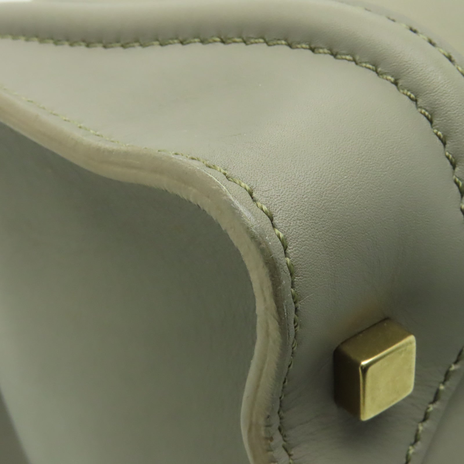 CELINE 牛皮皮革Mini Luggage金扣手挽袋灰色