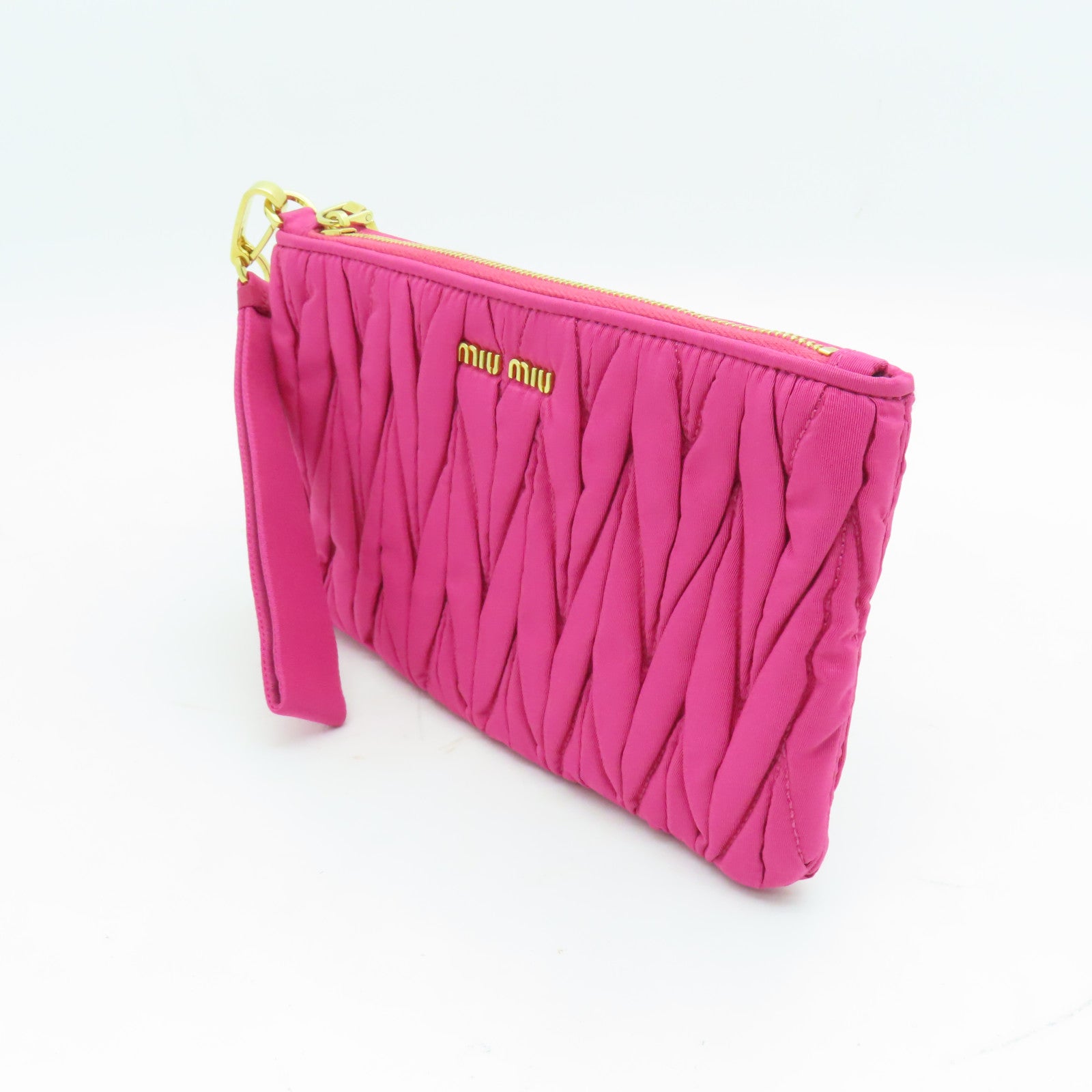Miu Miu 尼龙Clutch金扣手拿包粉红色