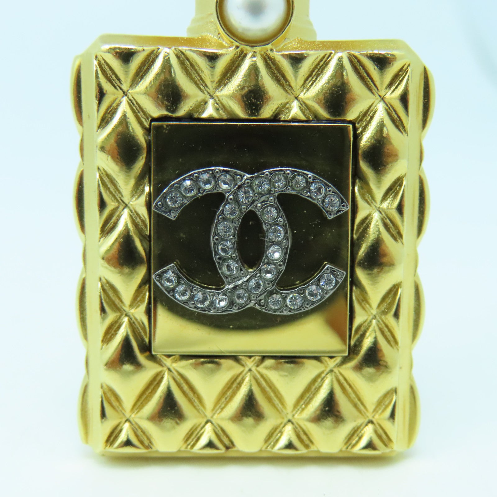 CHANEL 金屬/水晶Brooch金扣胸針金色