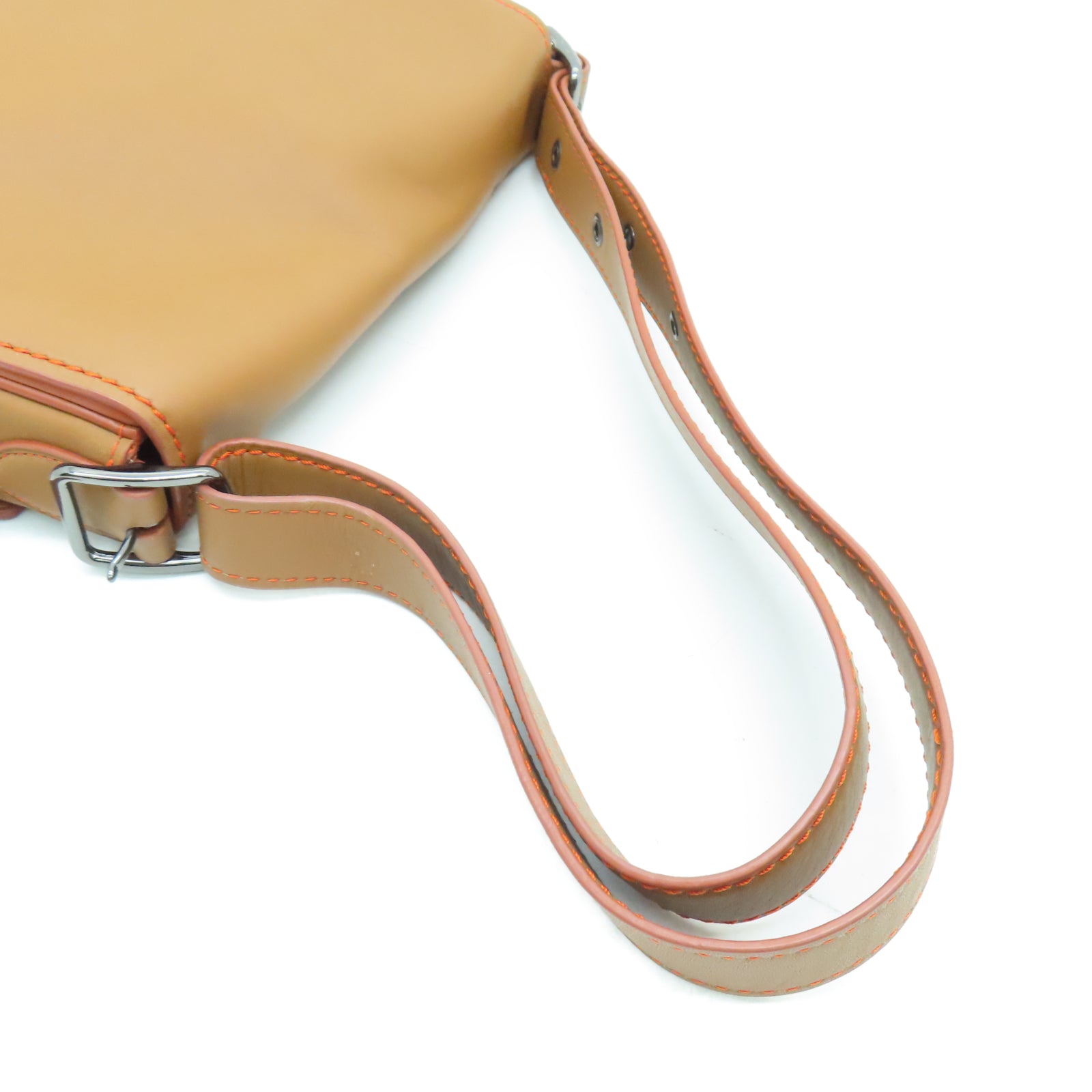 COACH 牛皮皮革Shoulder Bag銀扣肩背袋棕色