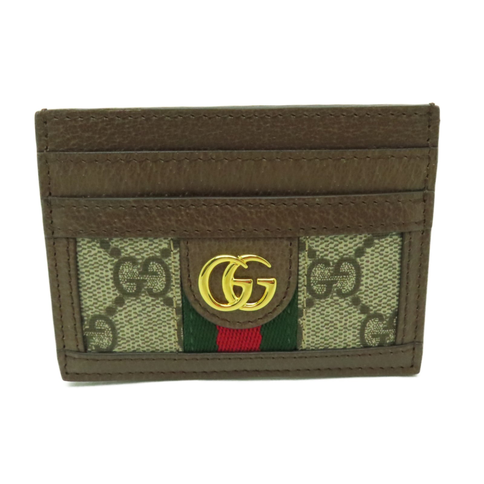 GUCCI 塗層帆布Ophidia GG Card Case金扣卡片套棕色