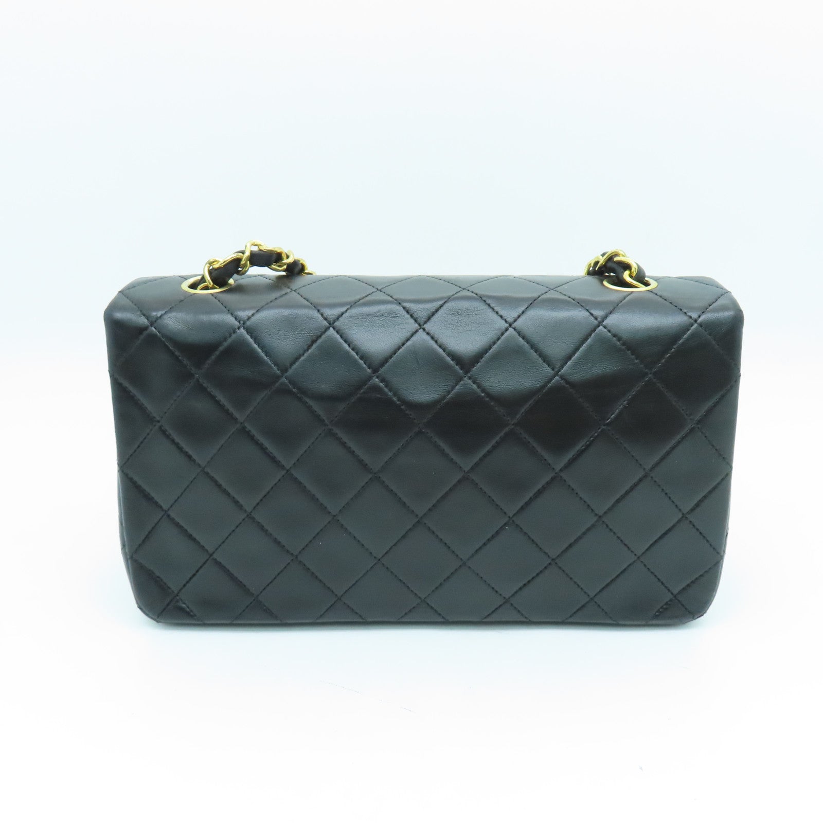 CHANEL 菱格羊皮皮革Chain Shoulder Bag金扣链带肩背袋黑色