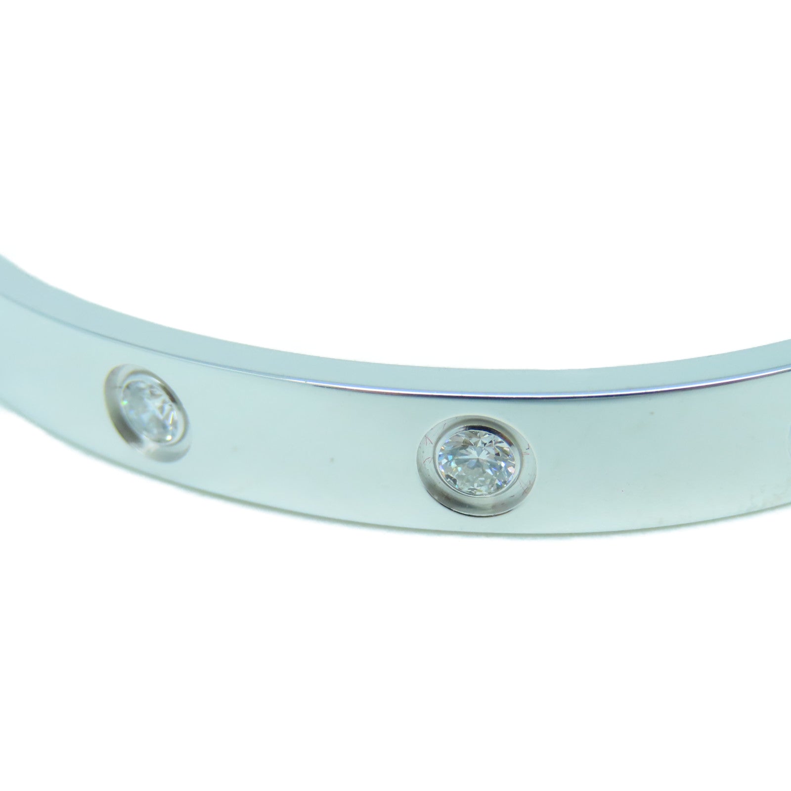 CARTIER 18K White Gold Love Bangle 10pcs Diamond Diamond Bangle Silver