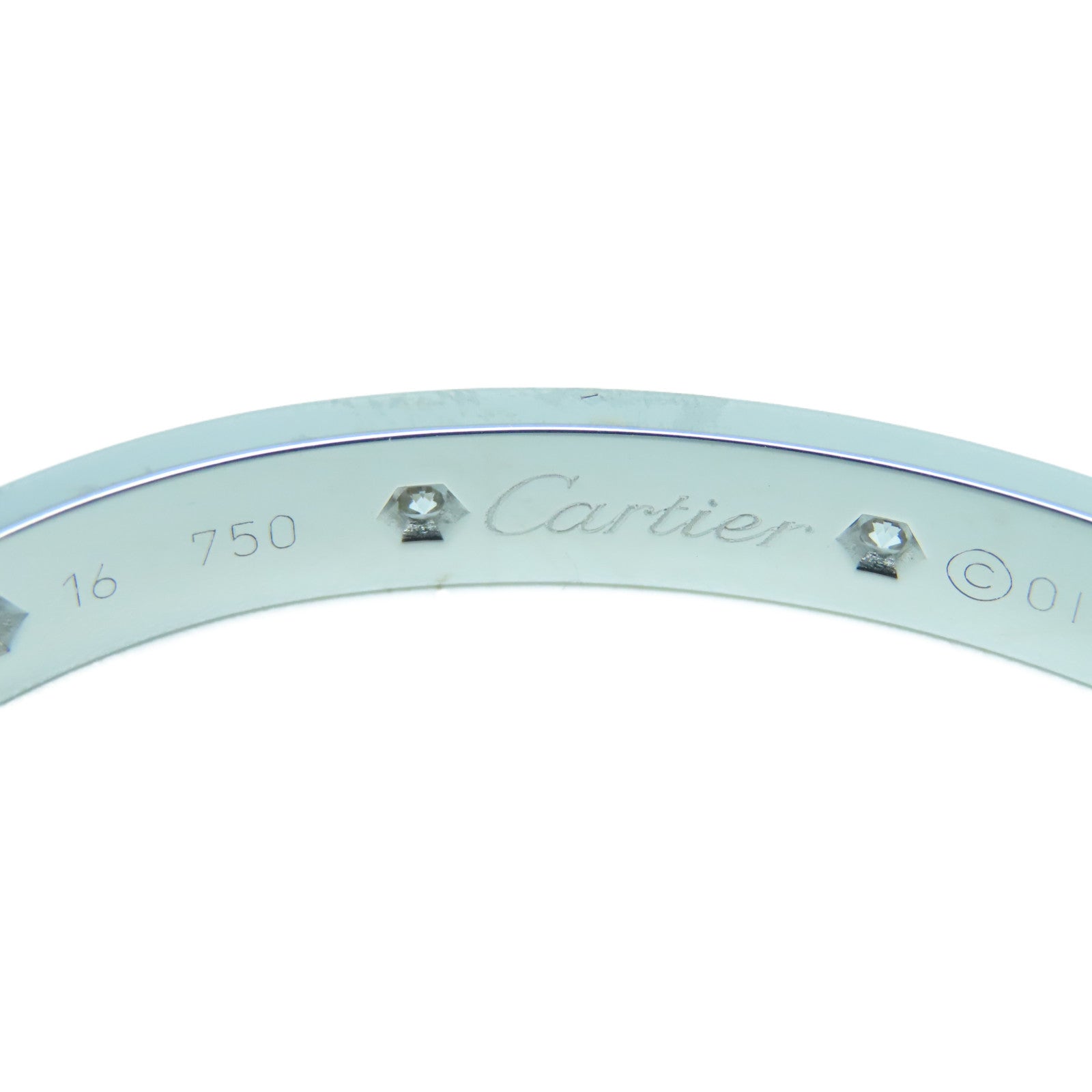 CARTIER 18K White Gold Love Bangle 10pcs Diamond Diamond Bangle Silver