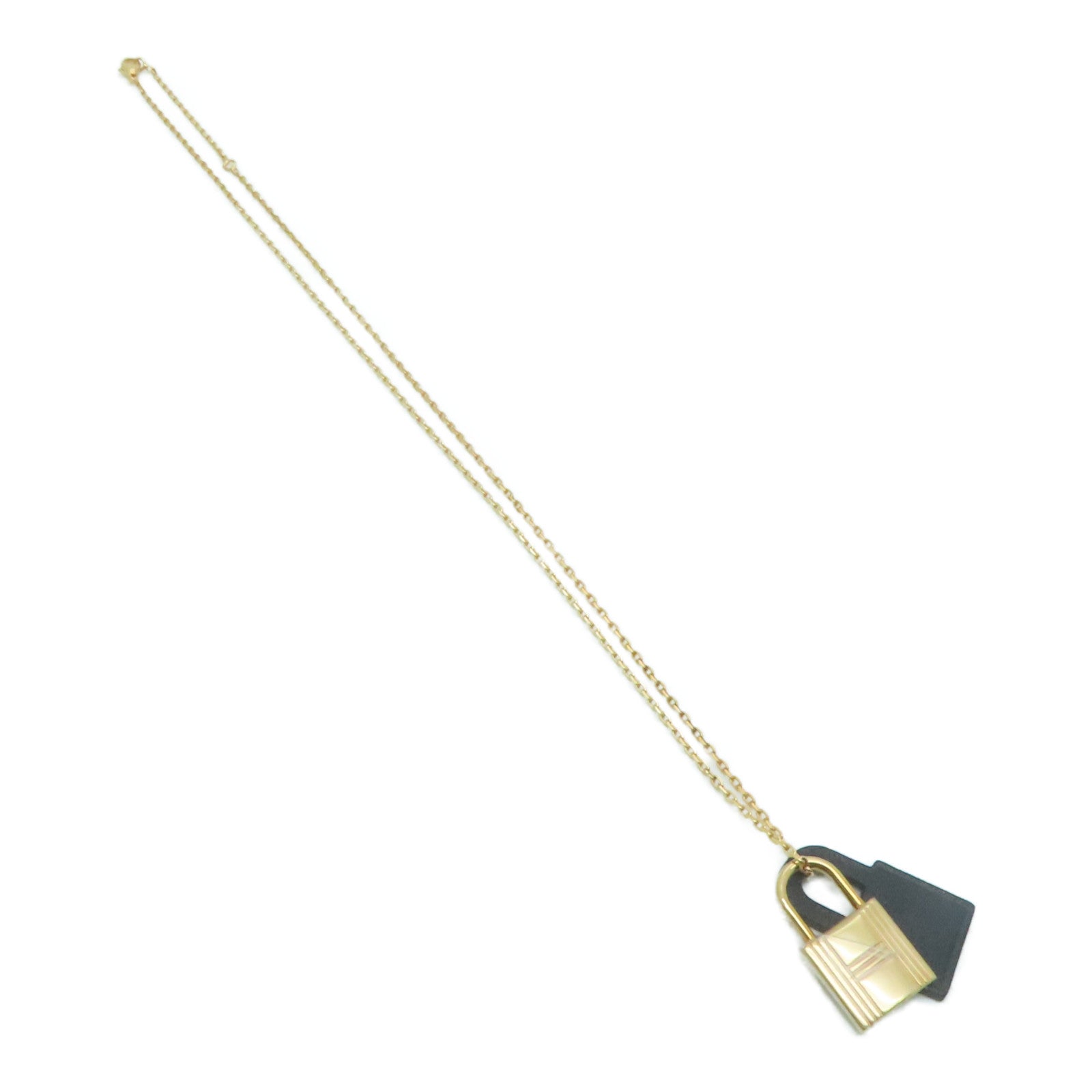 HERMES Swift皮革O Kelly Necklace項鍊玫瑰金/黑色