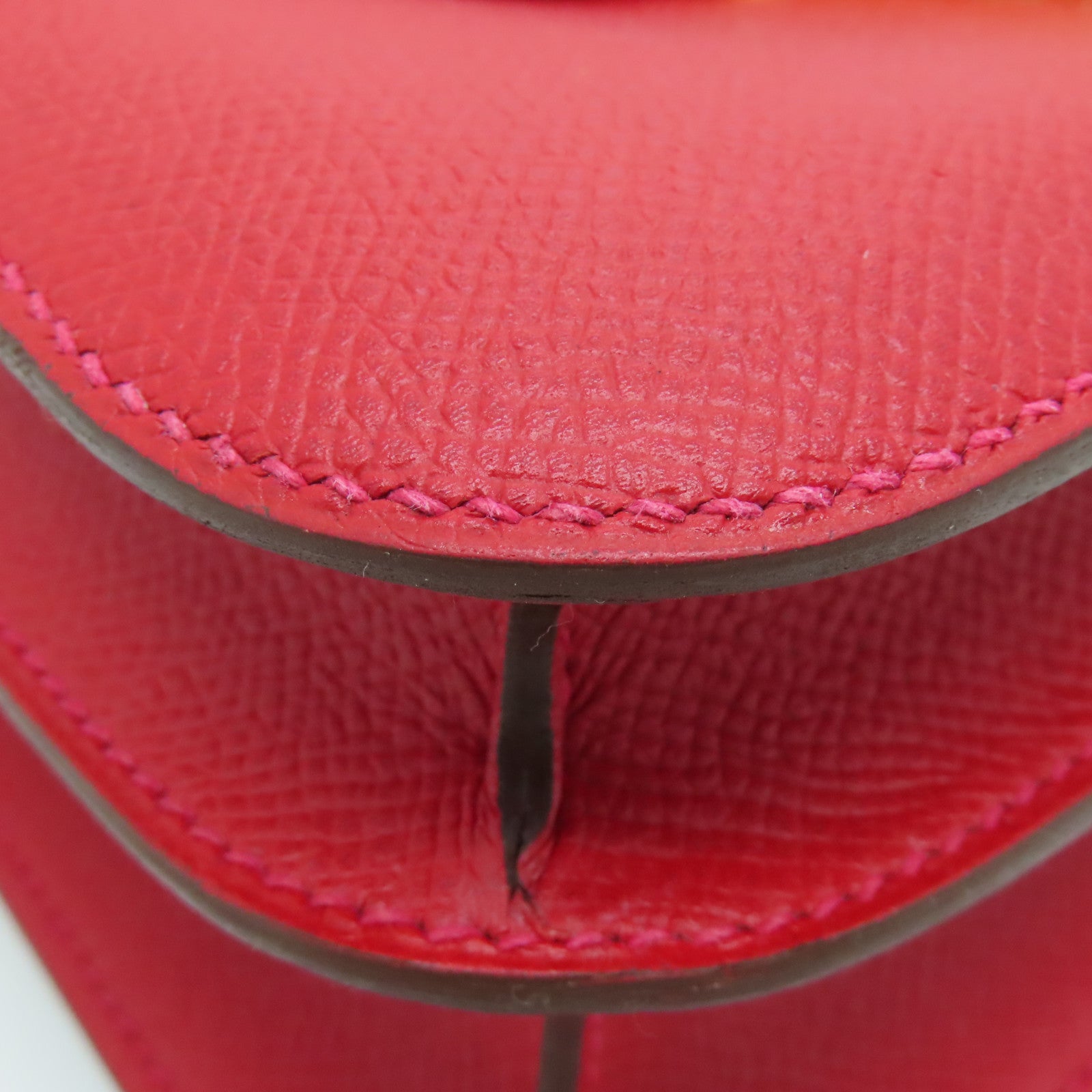 HERMES Veau Epsom皮革Constance 24金扣肩背袋Rouge Tomate红色