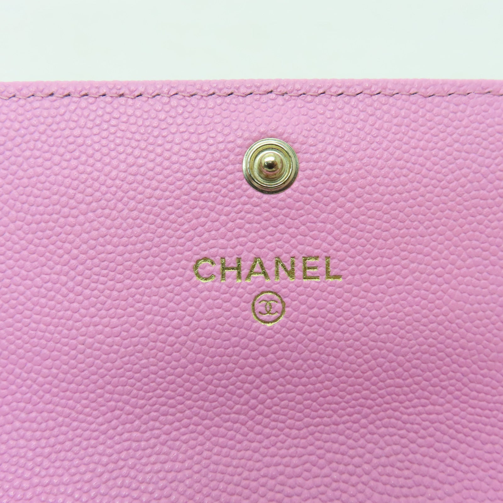 CHANEL 菱格牛皮皮革Card Holder金扣卡片套粉紅色