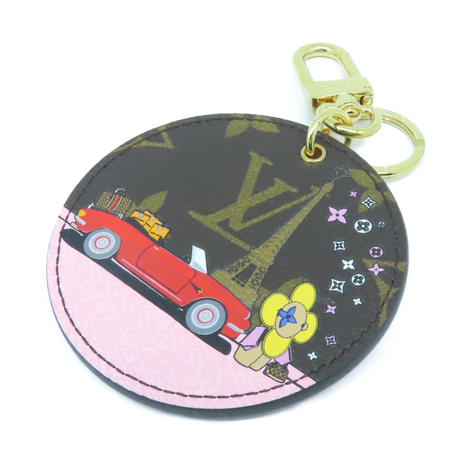 LOUIS VUITTON Monogram Key Ring金扣鎖匙圈啡色/紅色