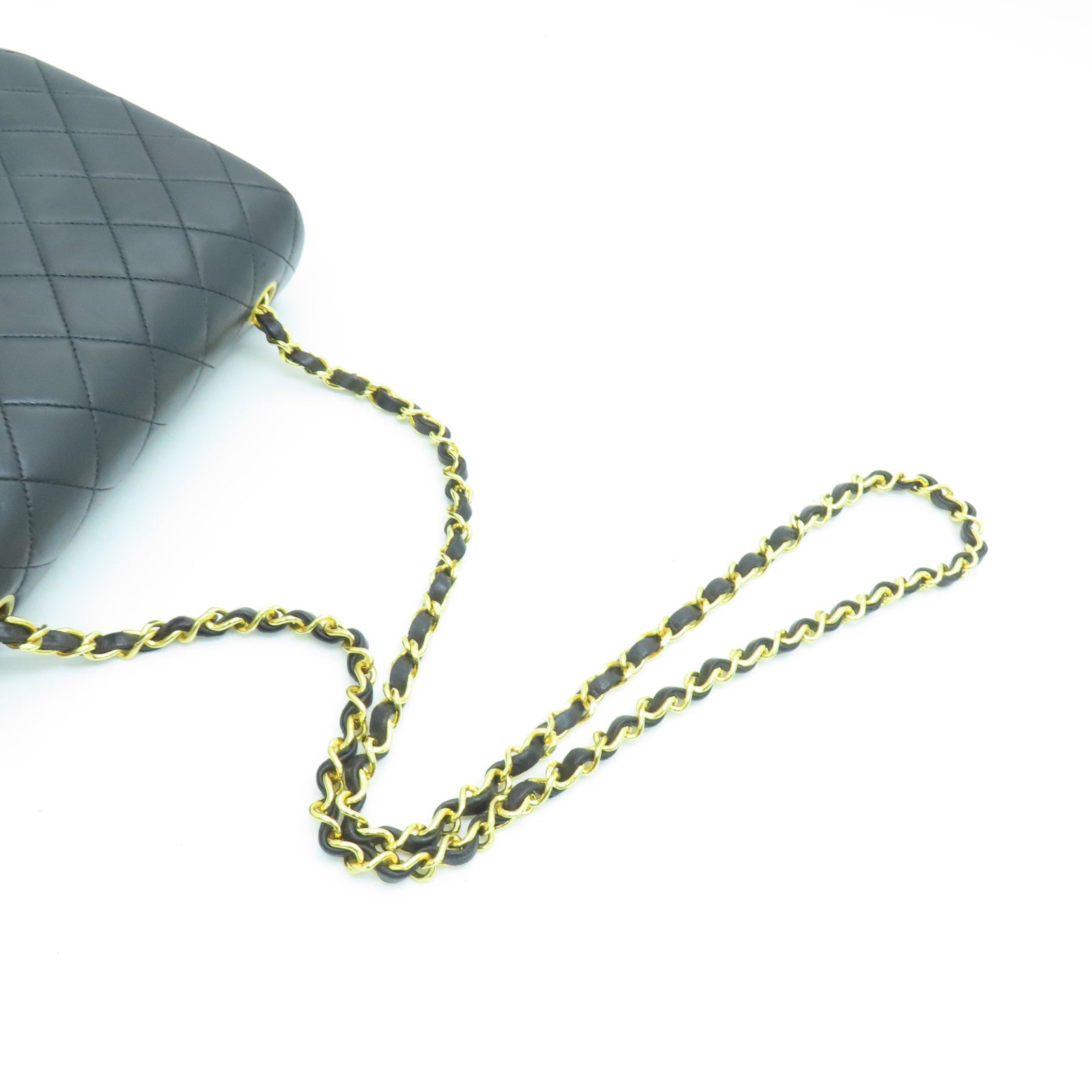 CHANEL 菱格羊皮皮革Chain Shoulder金扣肩背袋黑色