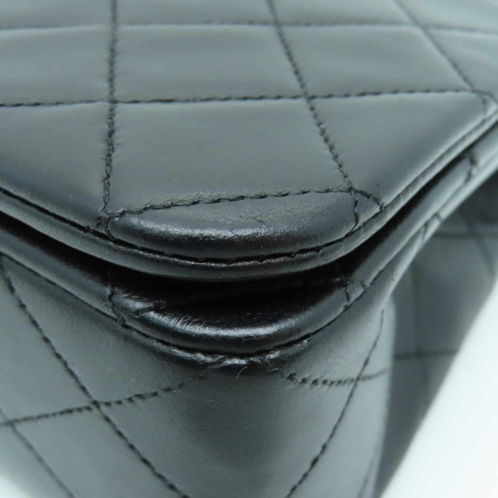 CHANEL 菱格羊皮皮革Chain Shoulder Bag金扣链带肩背袋黑色