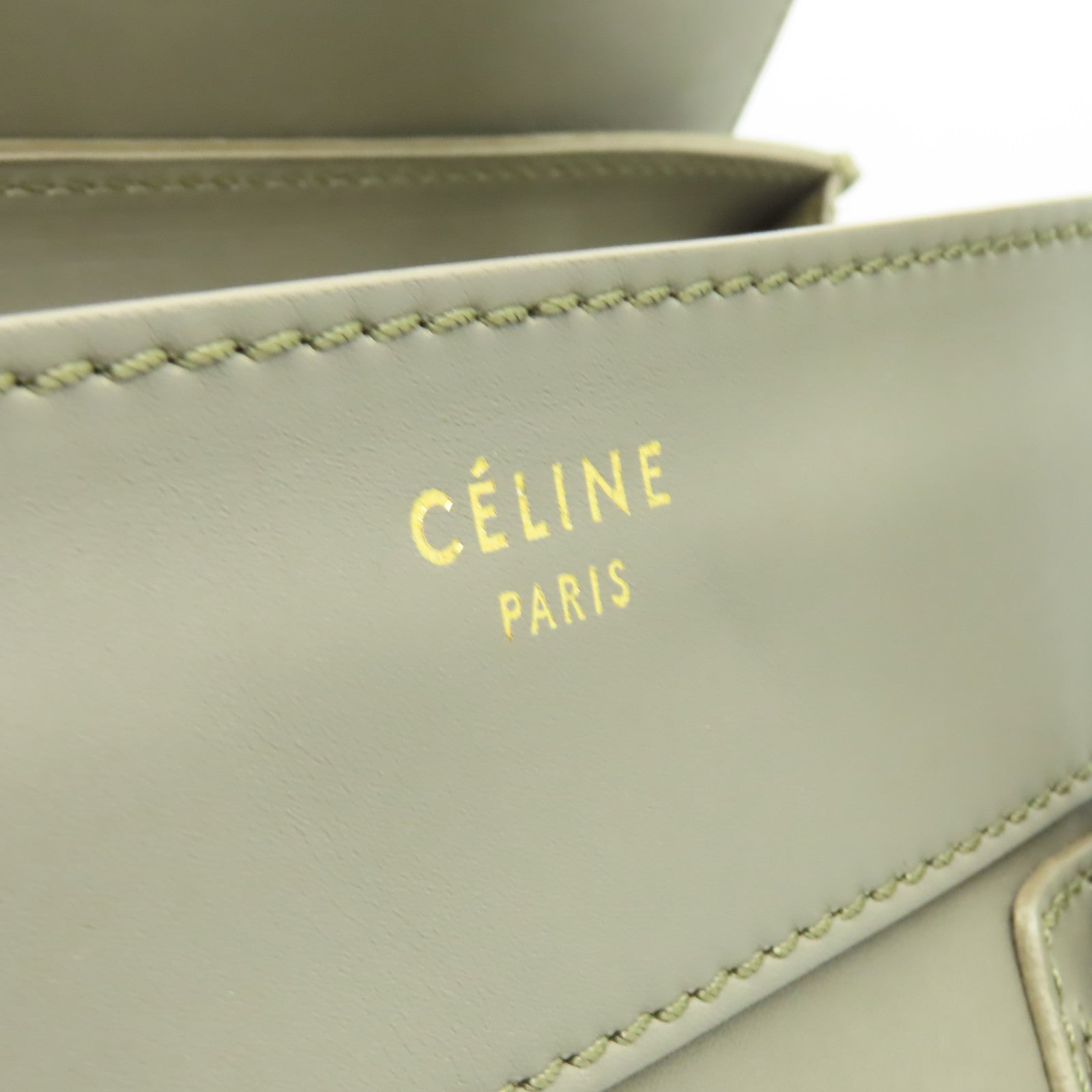CELINE 牛皮皮革Mini Luggage金扣手挽袋灰色