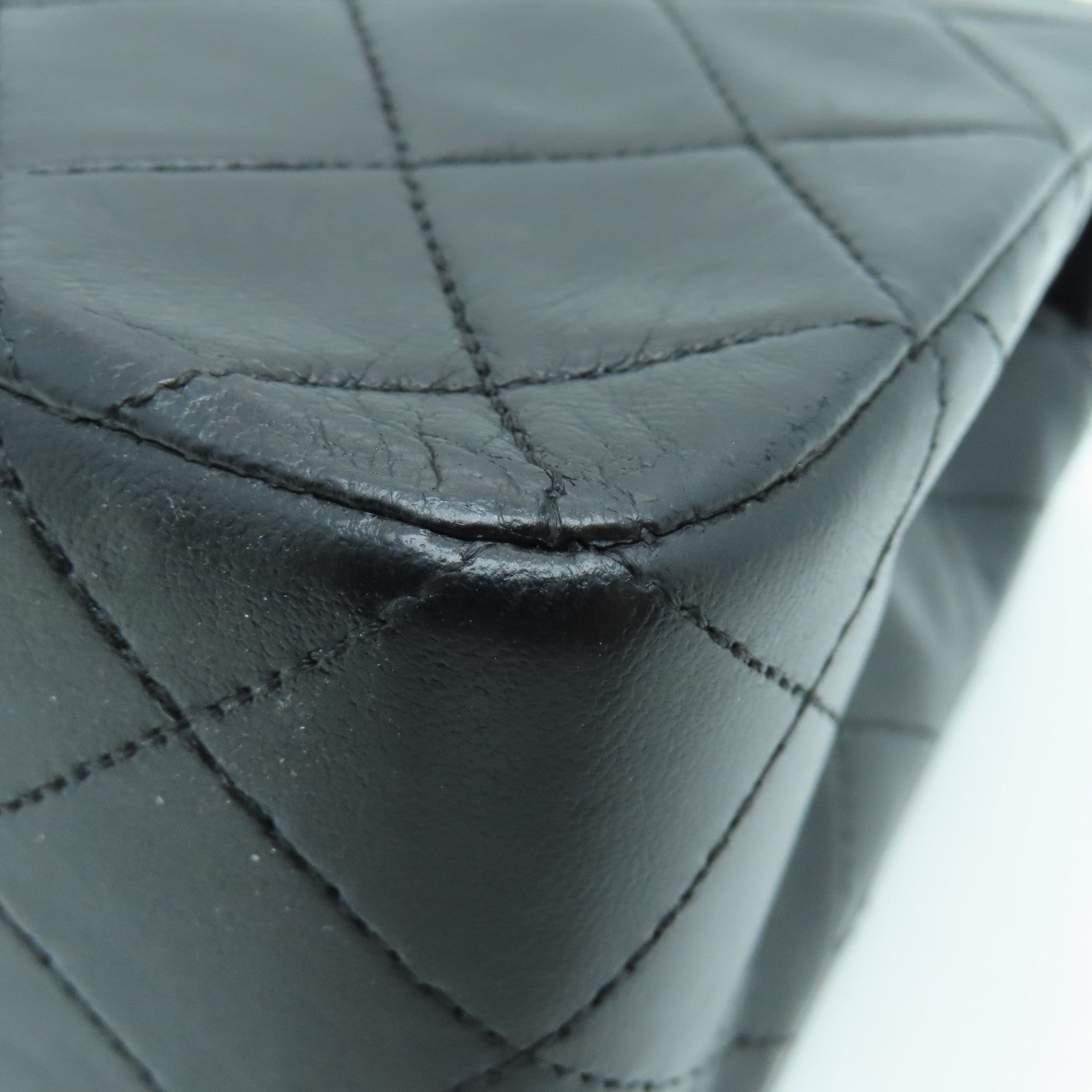CHANEL 菱格羊皮皮革Chain Shoulder Bag金扣链带肩背袋黑色